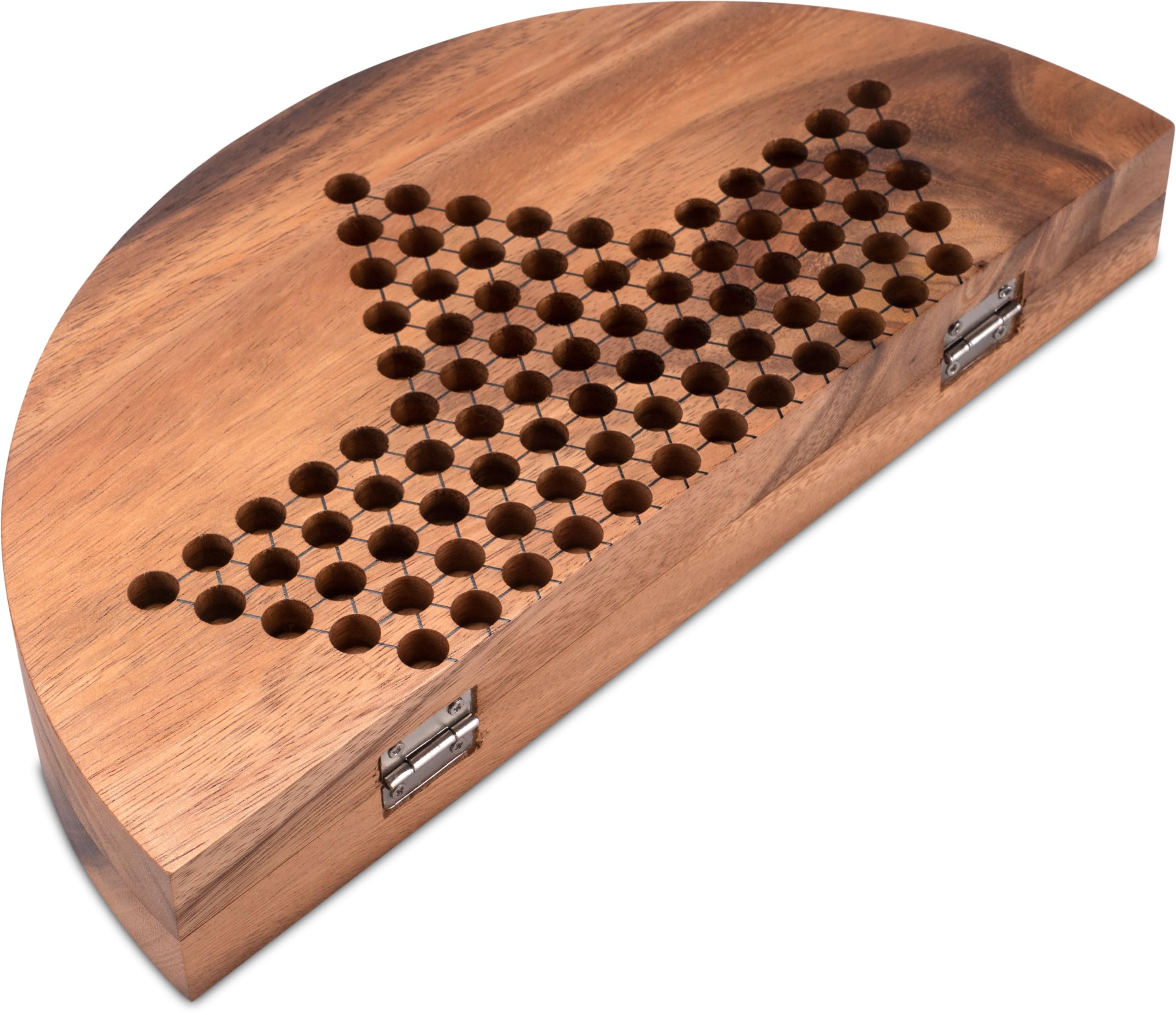 LOGOPLAY Halma Gr. Xl, Stern Halma, Dama Cinese, Gioco di Strategia, Gioco da Tavolo in Legno Con Tabellone Rotondo E Pieghevole (Multicolore)