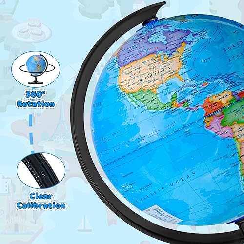 Miniatura 8 de GOCHANGE Globo político para niños de 8 pulgadas, superficie impermeable HD, globo escribible y borrable y colores brillantes para estimular el