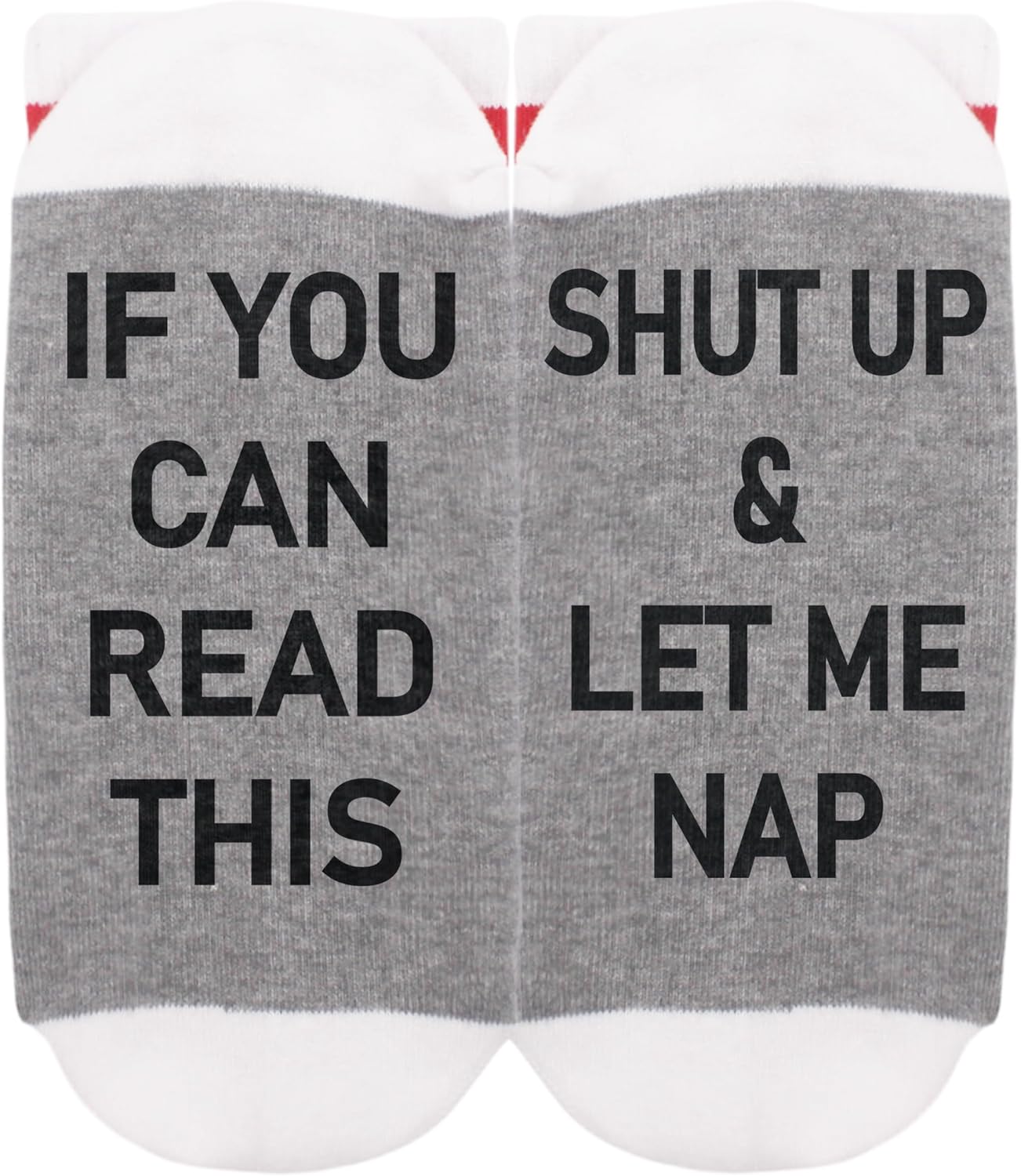 Funny Socks If You Can Read This, Novelty Gifts For Women Men, Red And White Striped Socks, Christmas Gift.
