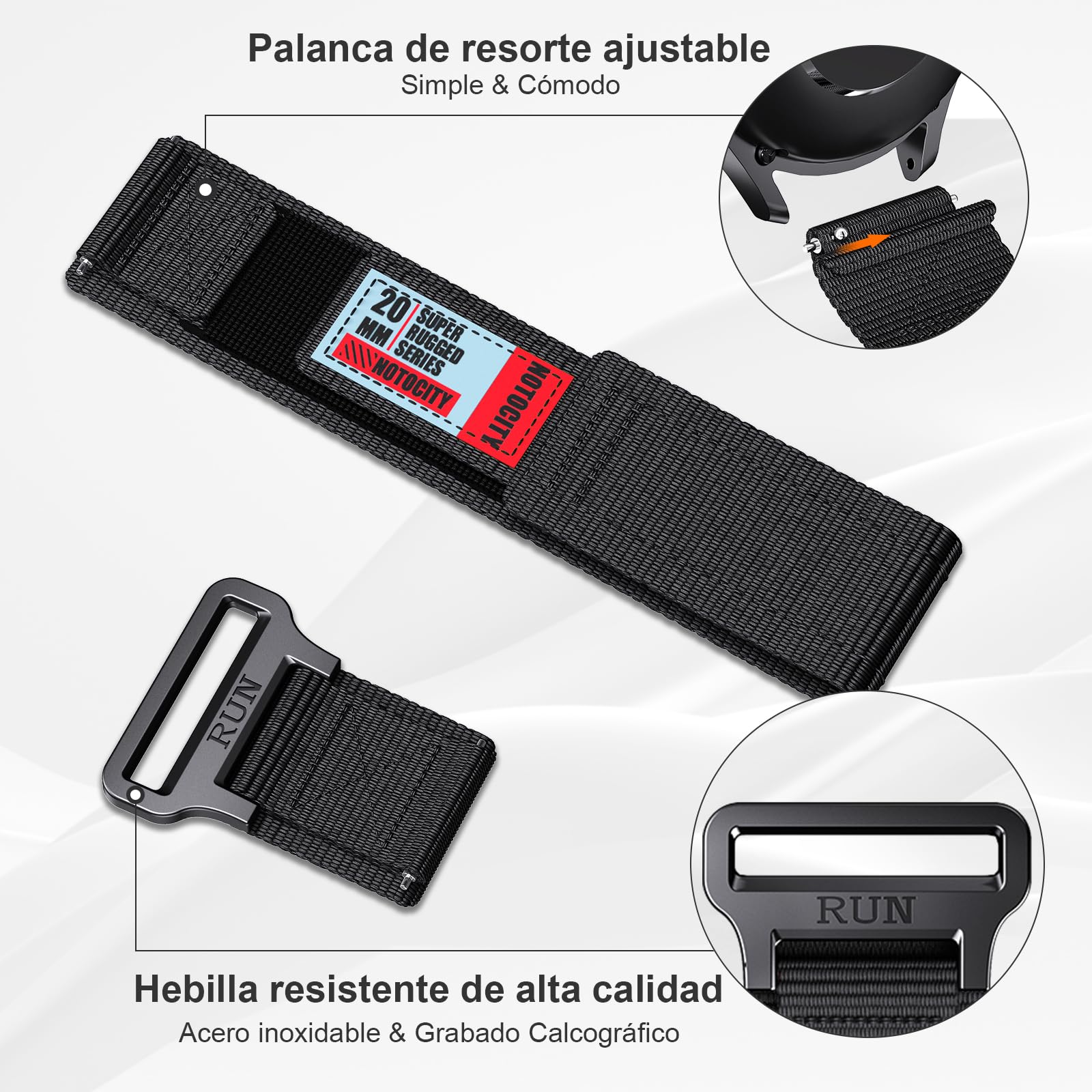 Para Samsung Galaxy Watch 7/6/5/4/5 Pro/3, 40 mm, 44 mm, 45 mm, correa de repuesto de nailon de 20 mm para Vivoactive 5/3, para Galaxy Watch 6/4 Classic 43 mm 47 mm/Active 2/Gear Sport — view 3