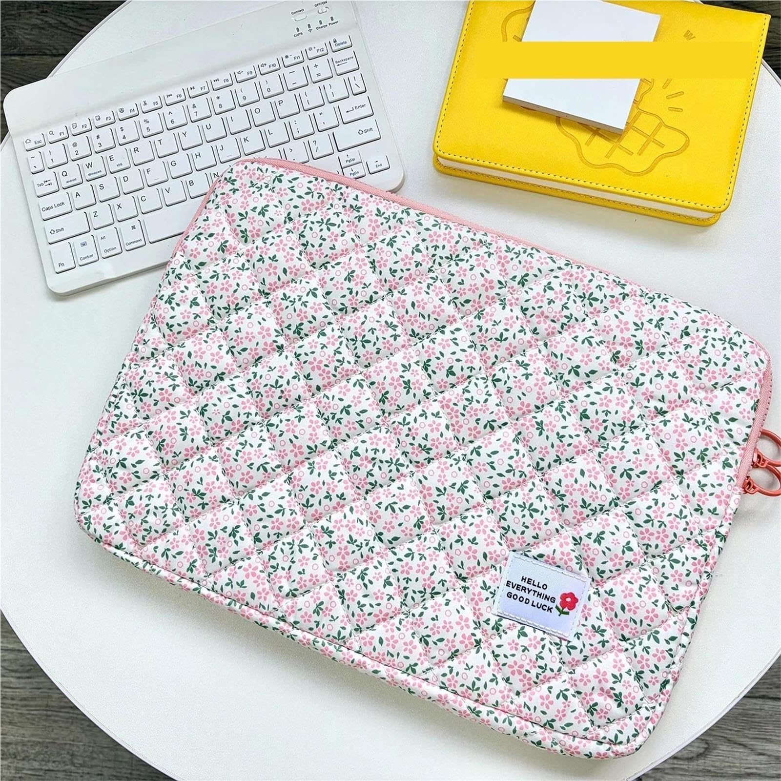 Sac de Protection Floral matelassé avec Pochette for Ordinateur Portable