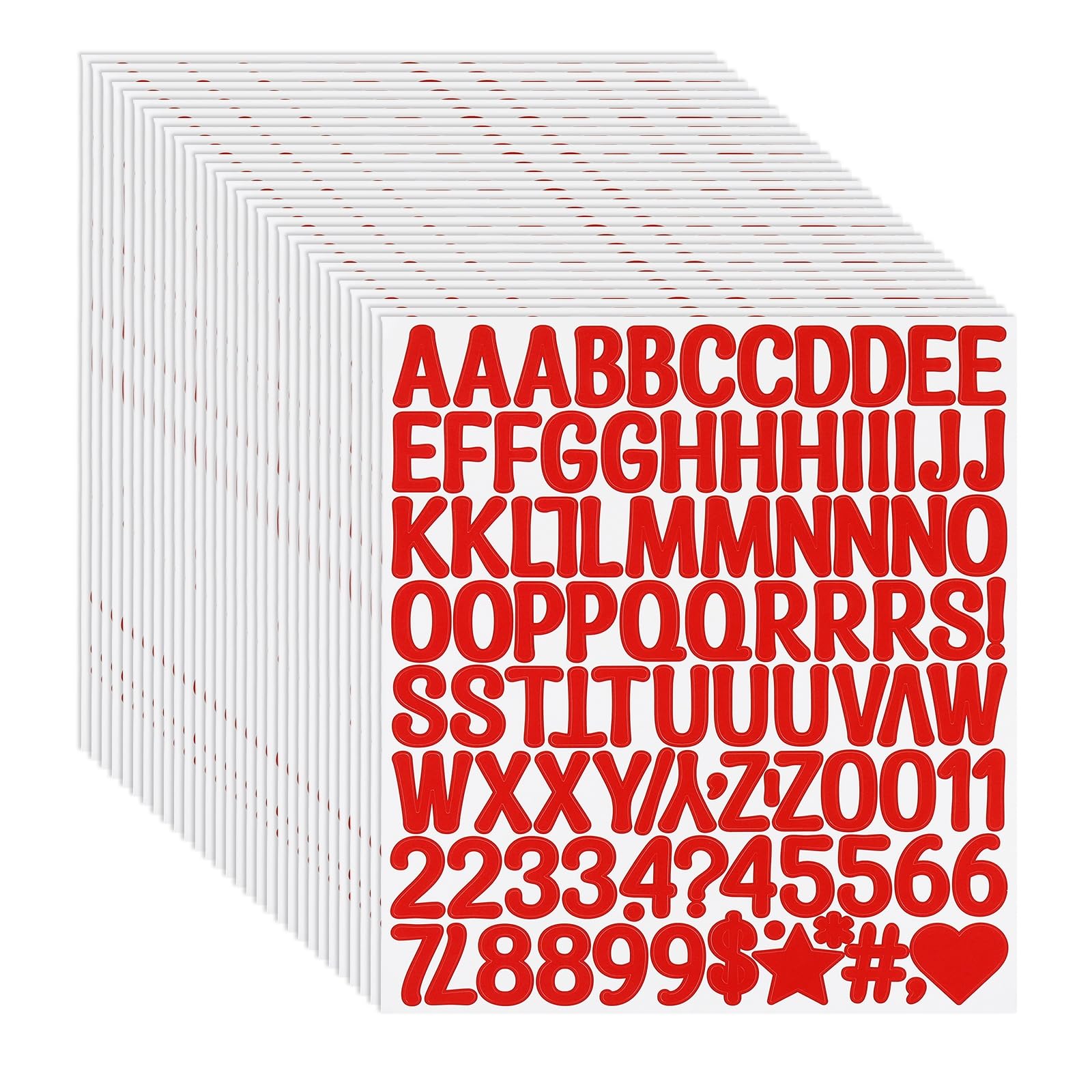 PATIKIL 1 Inch Letter Stickers, 30 Sheet Alphabet Number Stickers Self Adhesive Handwriting Vinyl Stick on Letters for Mailbox Number Scrapbooking Sign Bottles Craft, Red