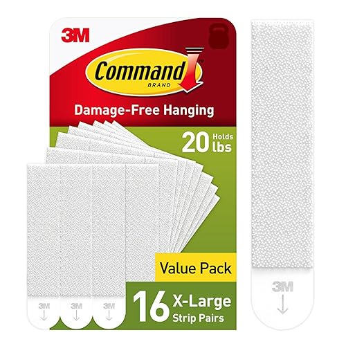 Command 20 lb XL Heavyweight Picture Hanging Strips 16 Pairs (32 Command Strips), Damage Free Hanging Picture Hangers, Heavy Duty Wall Hanging Strips for Home Decor, White Adhesive Strips - 16 Pairs