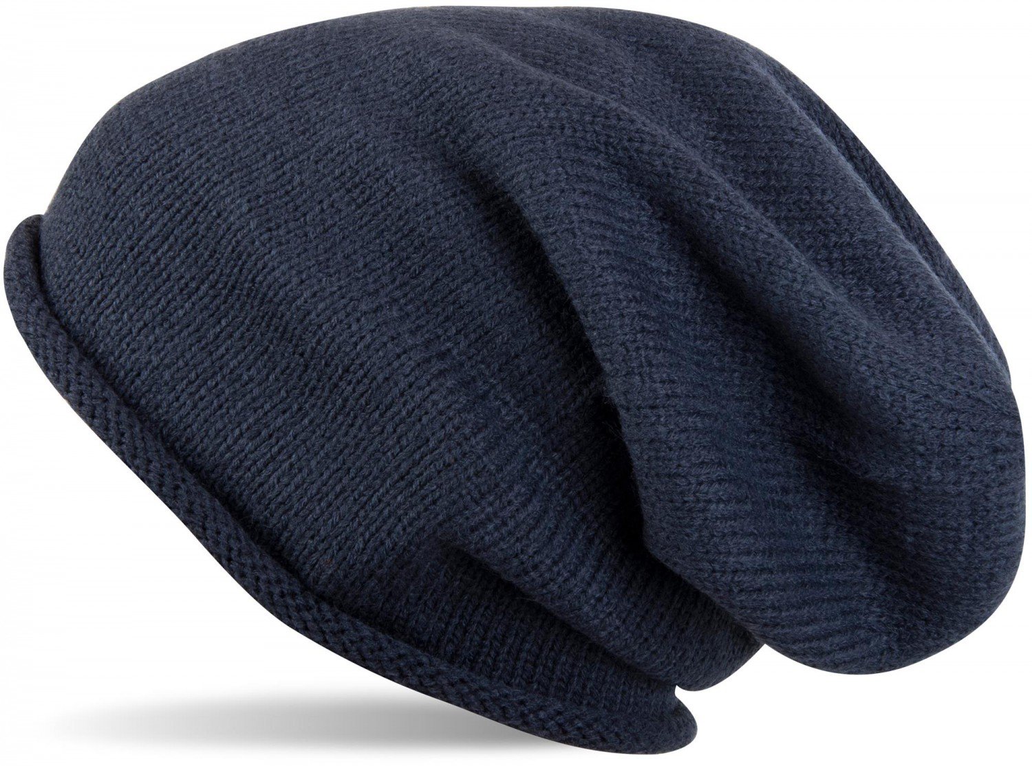 styleBREAKER Warm fine Knit Beanie hat in Solid Colors, Knitted hat with Rolled Edge, Toque, Unisex 04024063, Colour:Dark Blue