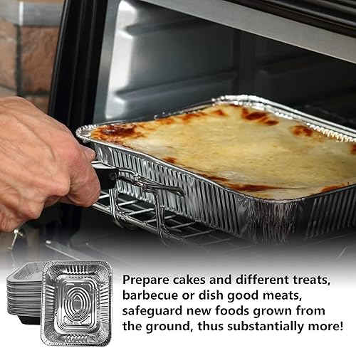 Miniatura 5 de Sartenes de papel de aluminio (paquete de 35), bandejas de aluminio desechables de 9 x 13 pulgadas, bandejas de aluminio resistentes para hornear,