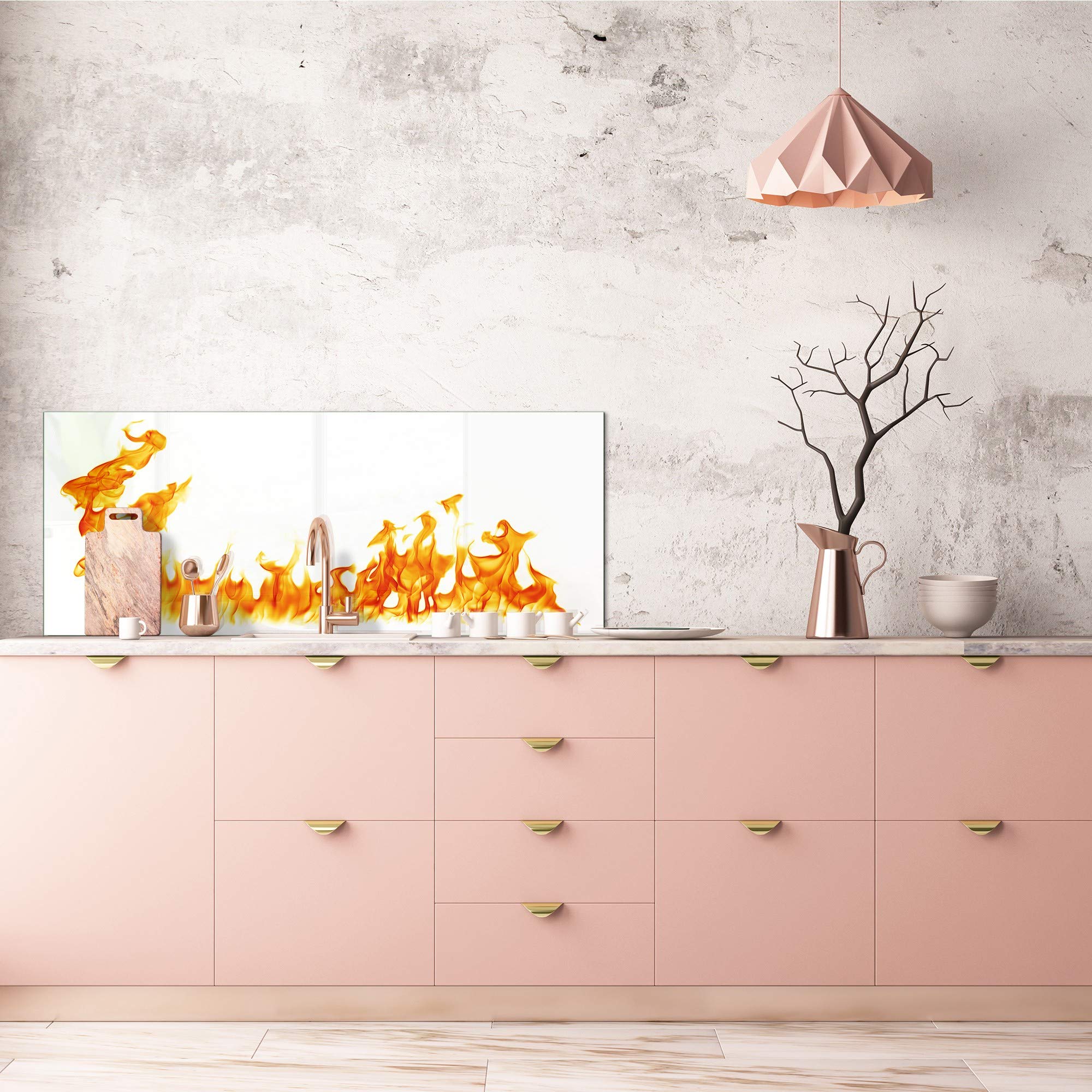 Stylish Glass backsplash - Photo Glass upstand Water&Fire Series BBS06: