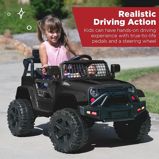 Coche eléctrico infantil 12V con control remoto - Negro miniatura 3