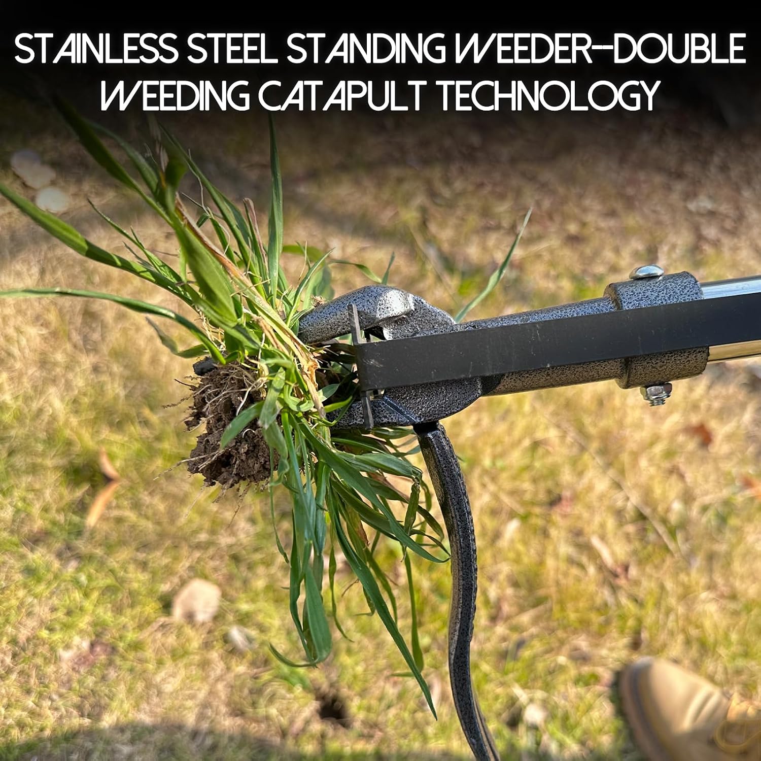 Stand Up Weed Puller Tool Heavy Duty Garden Weeder Tool with 45'' Long Handle Weeding Tool & 4-Claw Steel Head Remover Tool,Garden Weed Pulling Tool,Without Bending Design