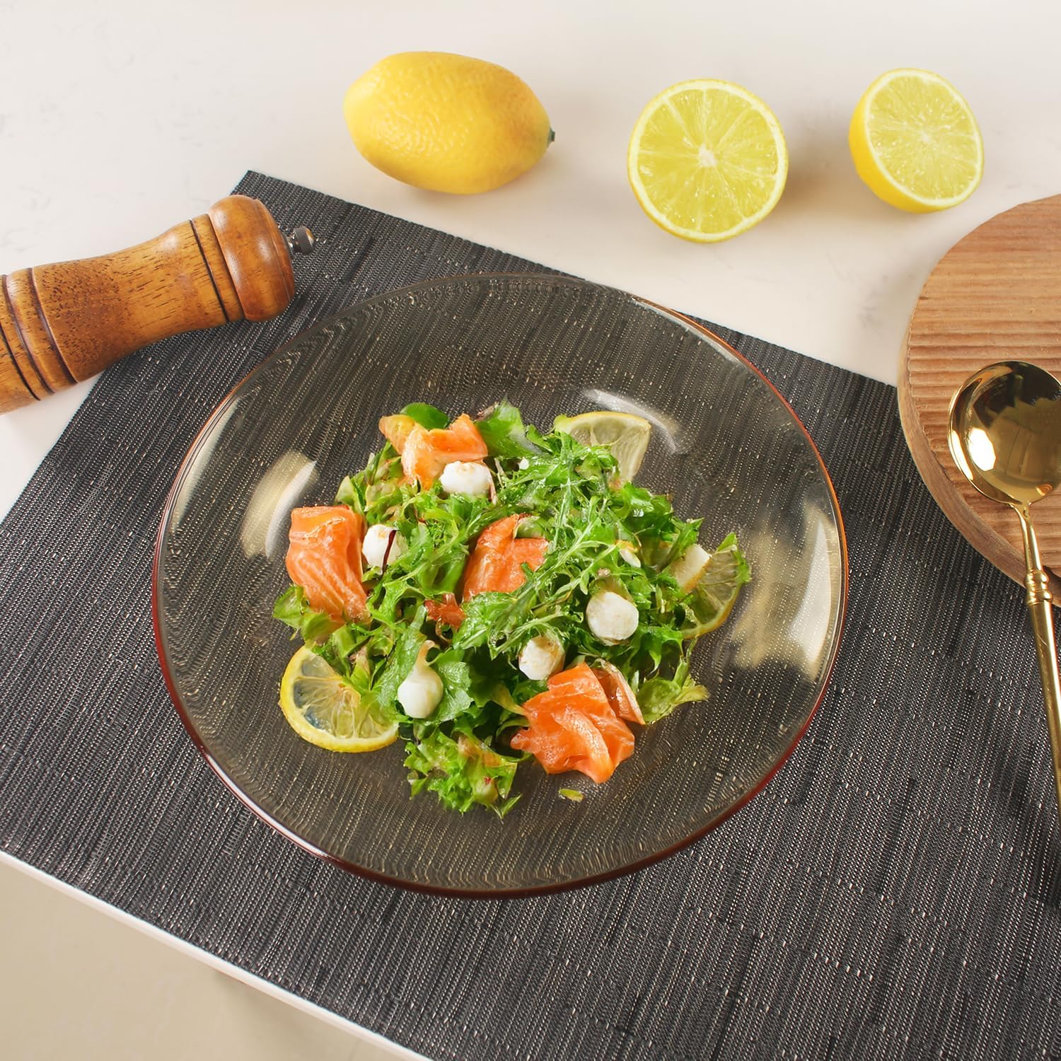 4 Pack Glass Dinner Plates, Amber Glass Pasta Plate, High-Temperature and Scratch-Resistant, Dinnerware for Pasta, Salad, Dishwasher & Microwave Safe