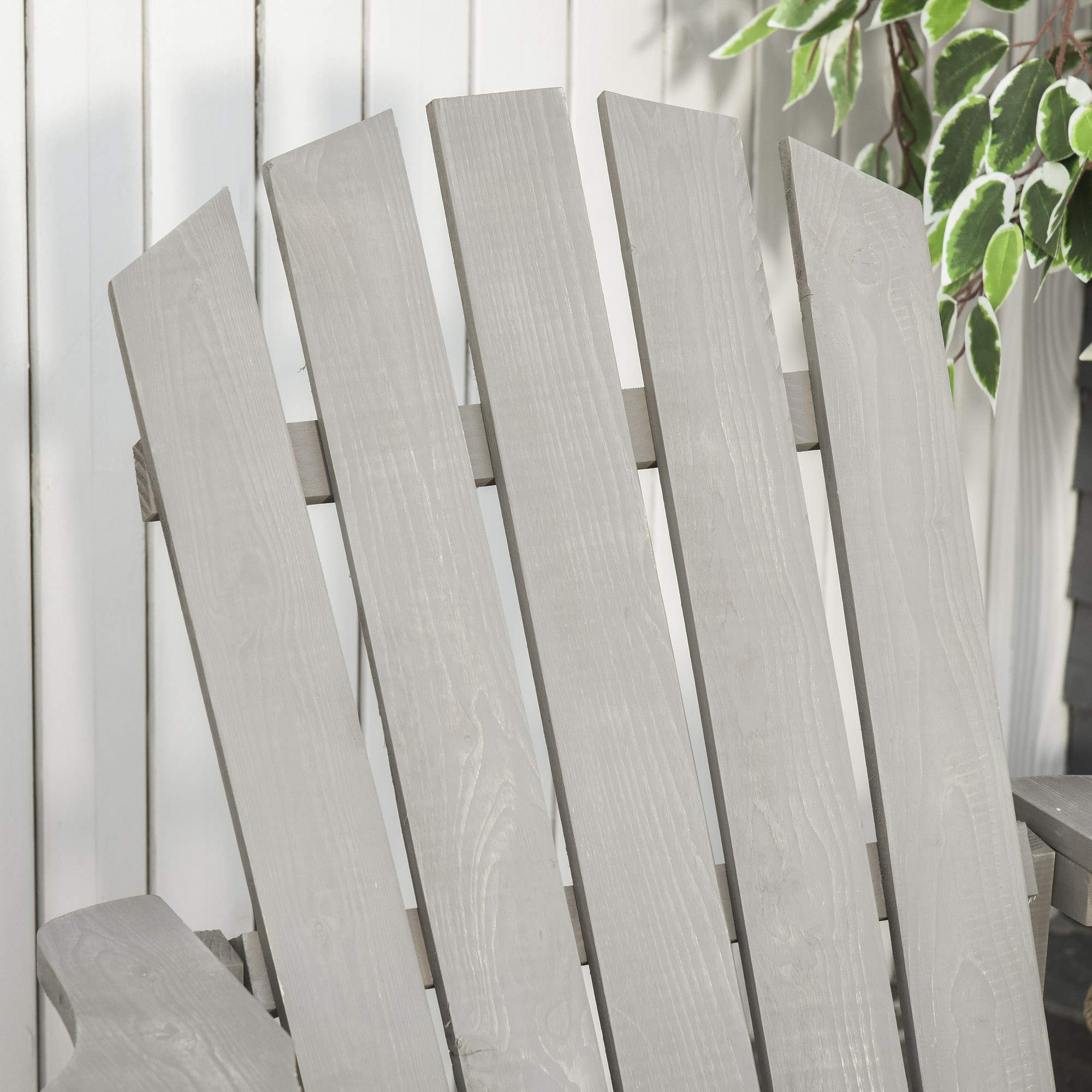 Outsunny Silla Adirondack de Madera Silla de Jardín con Asiento Extra Ancho Carga 150 kg para Patio Terraza Balcón 78x89x88 cm Gris Claro