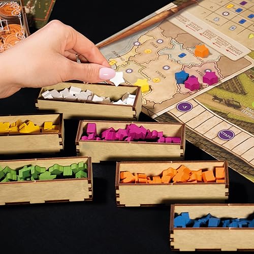 Miniatura 7 de SMONEX Organizador de juegos de mesa compatible con Viticulture Essential Edition y todas las expansiones, caja organizadora hecha de madera
