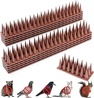 Bird Spikes, 20 Pack Squirrel Raccoon Pigeon Cat Animal Deterrent Spikes Anti-Climb for Outside Anti Animal Defender Spikes Outdoor to Keep Birds Away Brown