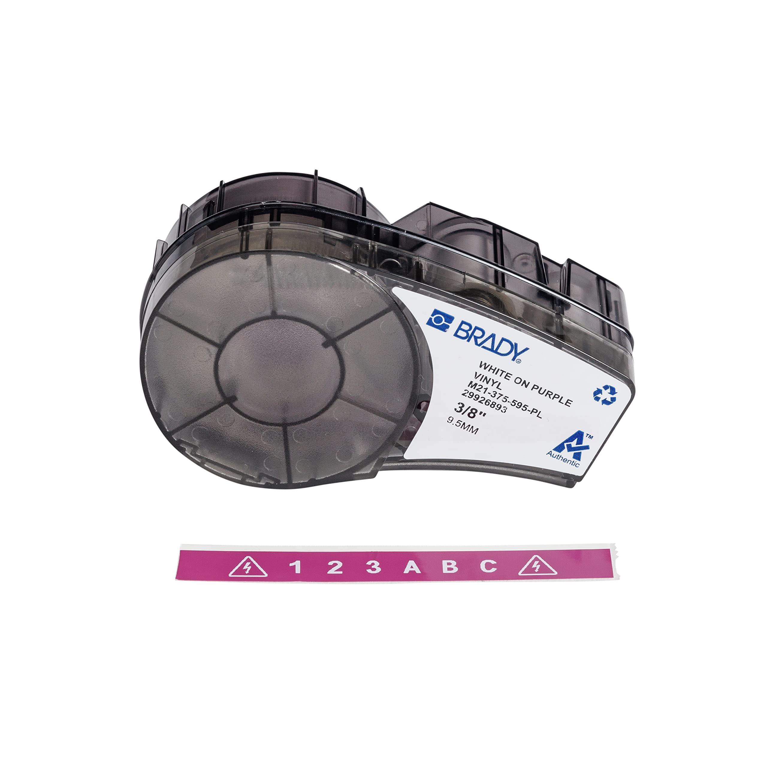 Brady Vinyl Label Tape for Label Printer M211 & M210 - Self Adhesive Vinyl Printer Labels -White on Purple (9.53mm x 6.40m) - M21-375-595-PL