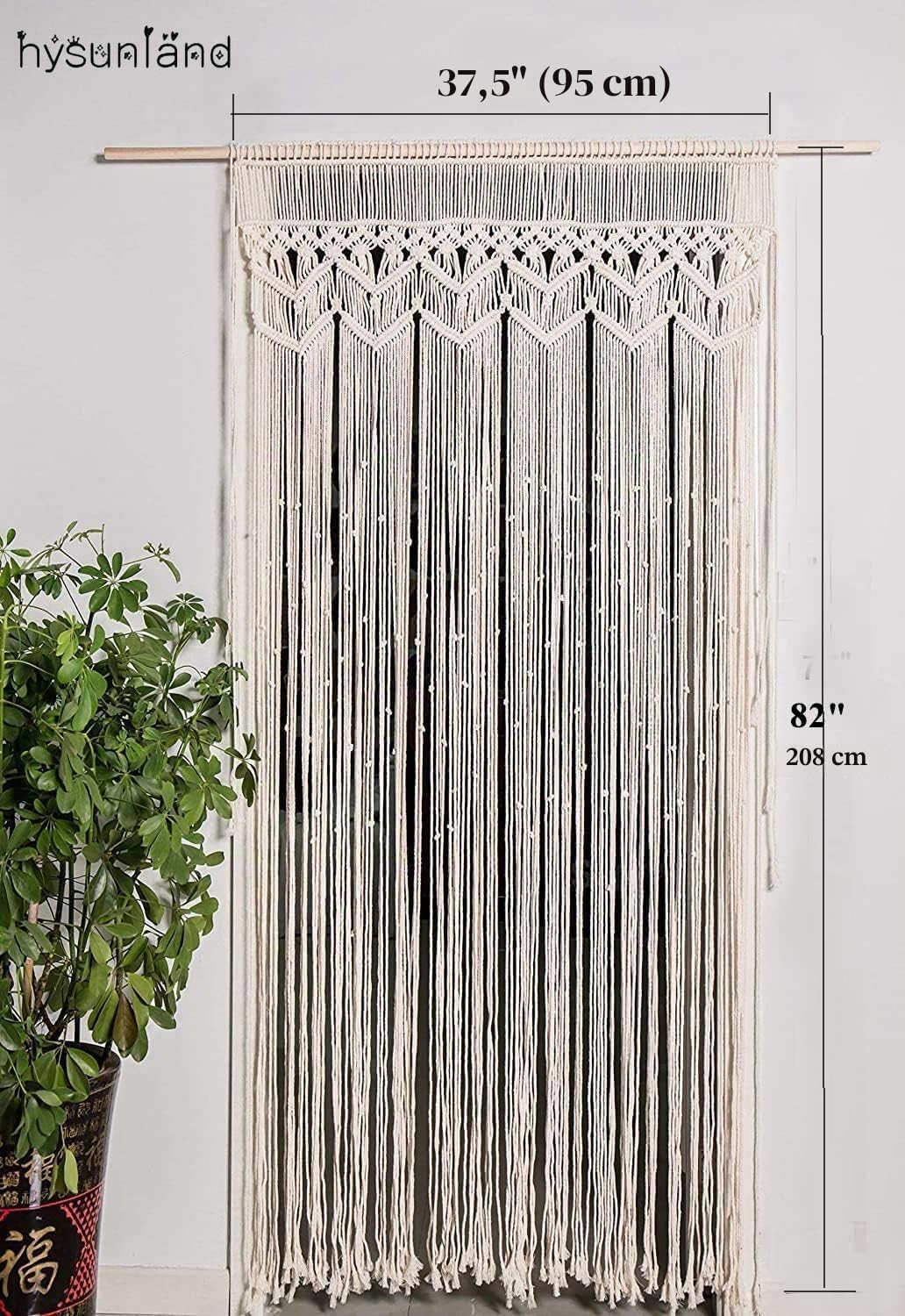 Rideau en macramé pour Porte, Panneau de fenêtre bohème, Toile de Fond pour Mariage, fête prénatale, 95,2 cm de Large x 208,3 cm de Long
