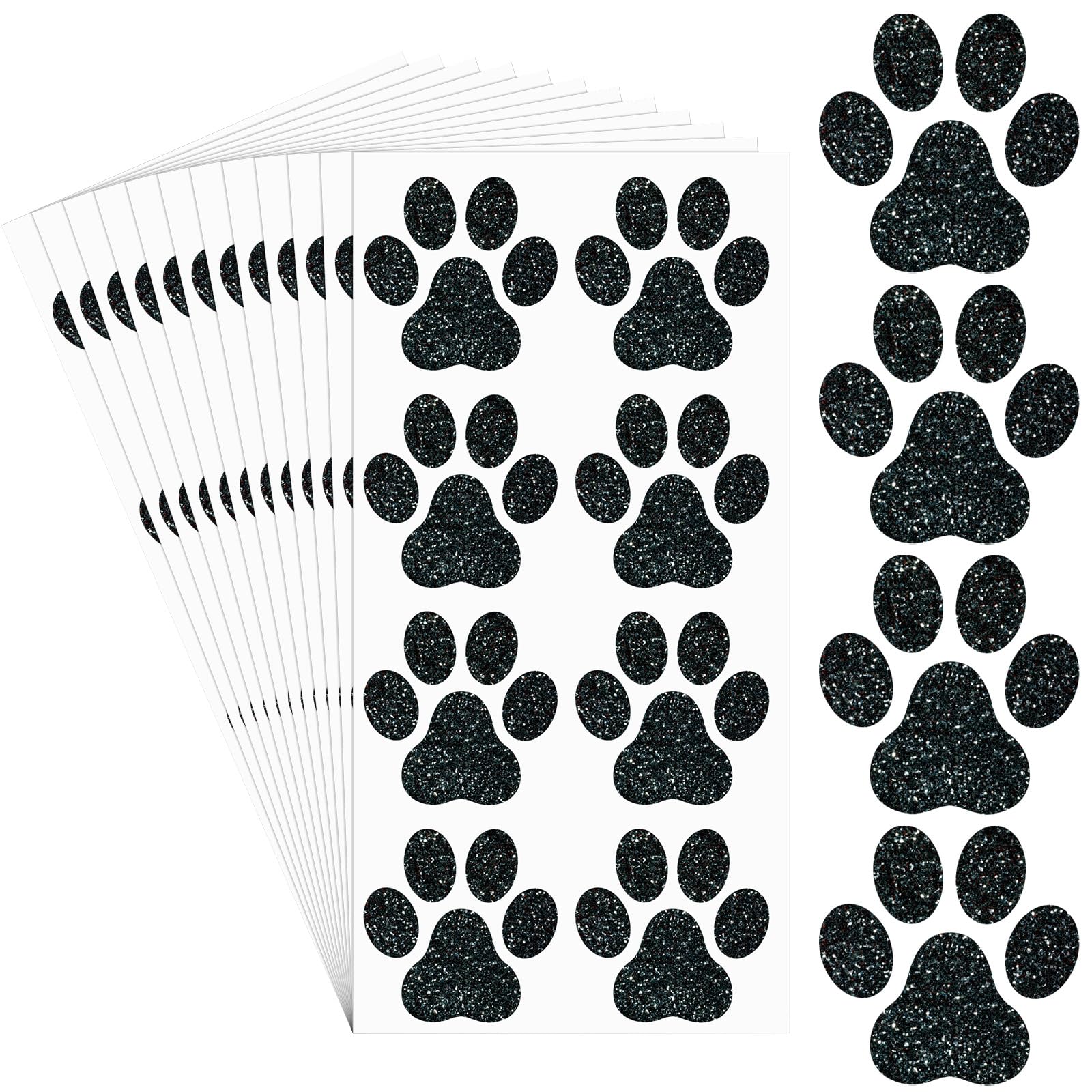 Jutom 30 Sheets 240 Pcs Paw Print Temporary Tattoos, Black