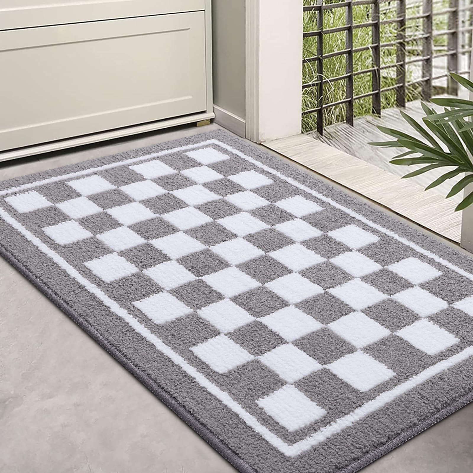 smiry Door Matts Indoor, Super Absorbent Entrance Door Mat, Machine Washable Inside Doormat, Low-Profile Dirt Trapper Mat
