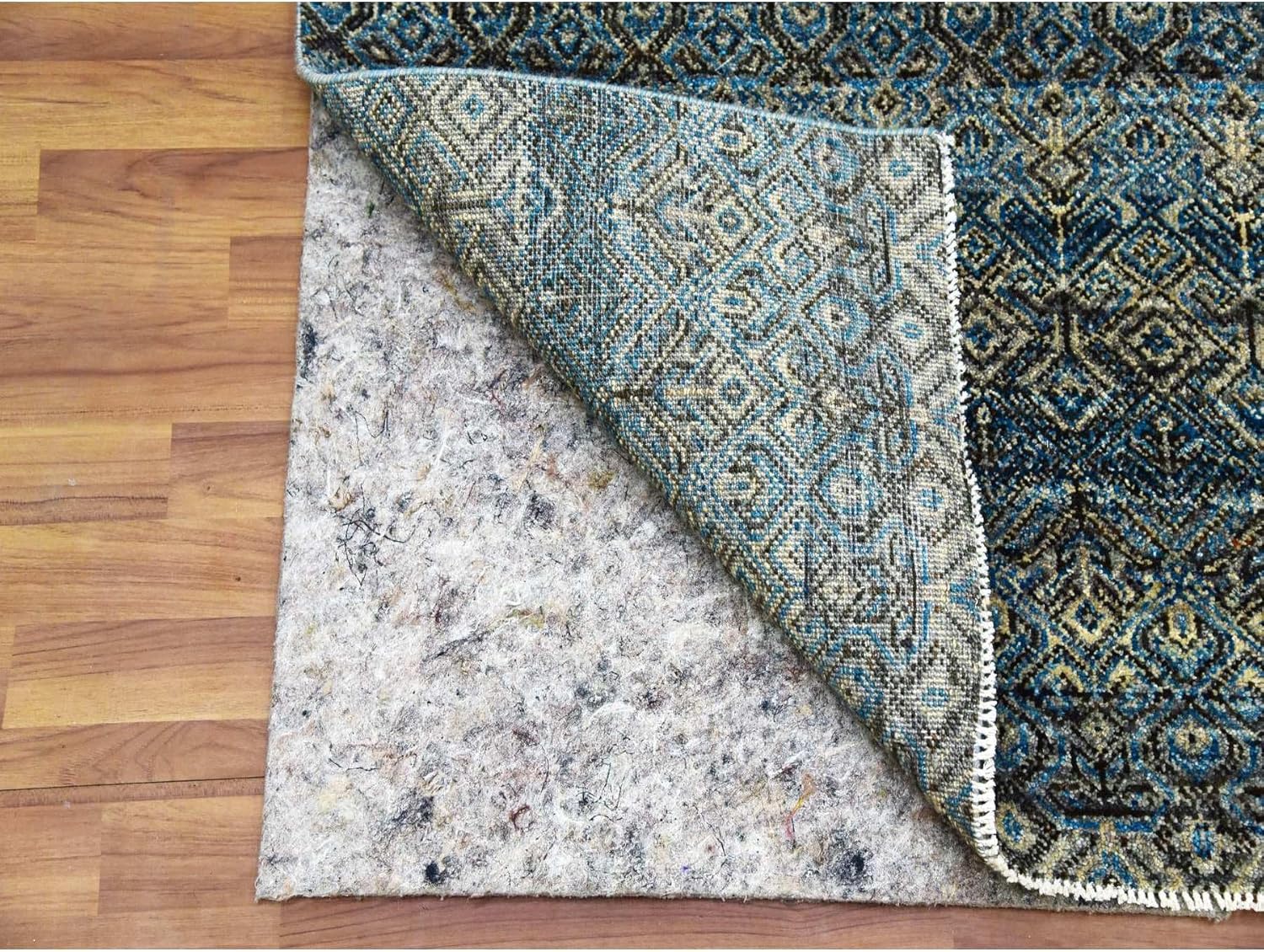 Hand Knotted Runner Rug, Yale Blue, 100% Plush Wool, 2'6"x6'2", Kohinoor Herat Small Geometric Repetitive Design