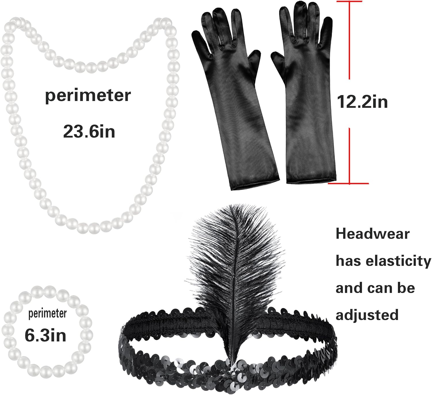 Kids 1920s Flapper Costume for Girls Dress with Accessories Set Kids Halloween Party Cosplay 4-14 Years