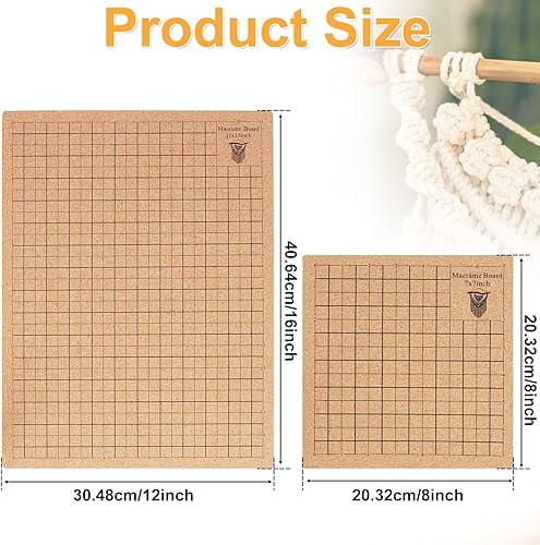 Miniatura 6 de 2 tablas de macramé con rejillas, tablero de proyecto de macramé de doble cara con 100 pines en T, tabla de trenzado portátil reutilizable, tabla de