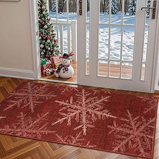 Lahome Snowflake Christmas Area Rug, 2x4 Washable Christmas Kitchen Rugs...