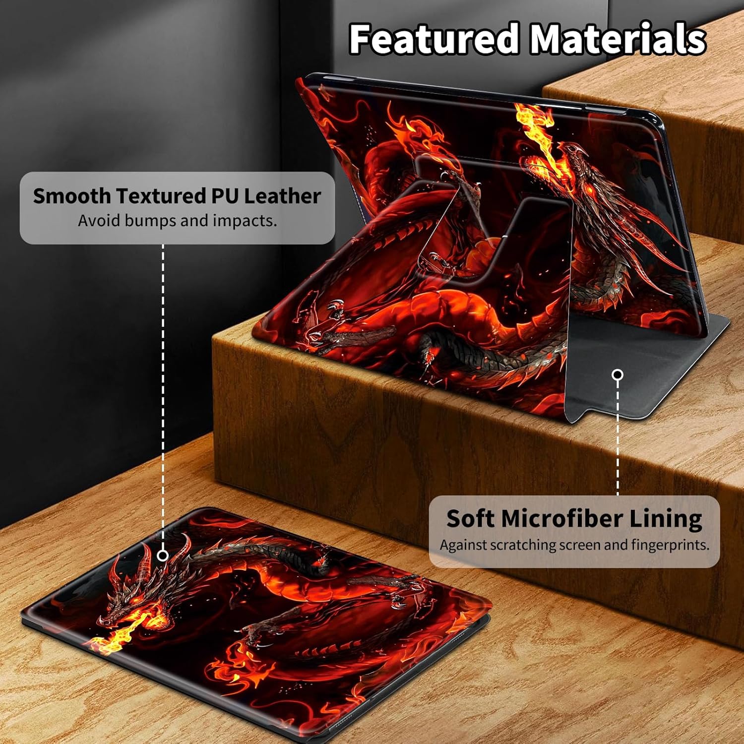 for Kindle Paperwhite Case,6.8" Kindle Paperwhite 11th Generation Case and Kindle Paperwhite Signature Edition,360 Degree Rotating Stand Leather Cover with Auto Wake/Sleep,Fire Red Dragon