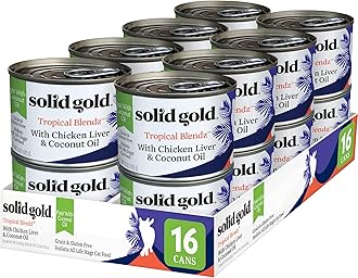 Solid Gold Tropical Blendz Wet Cat Food - Chicken Liver Pate in Coconut Oil - Canned Cat Food, 16 Pack