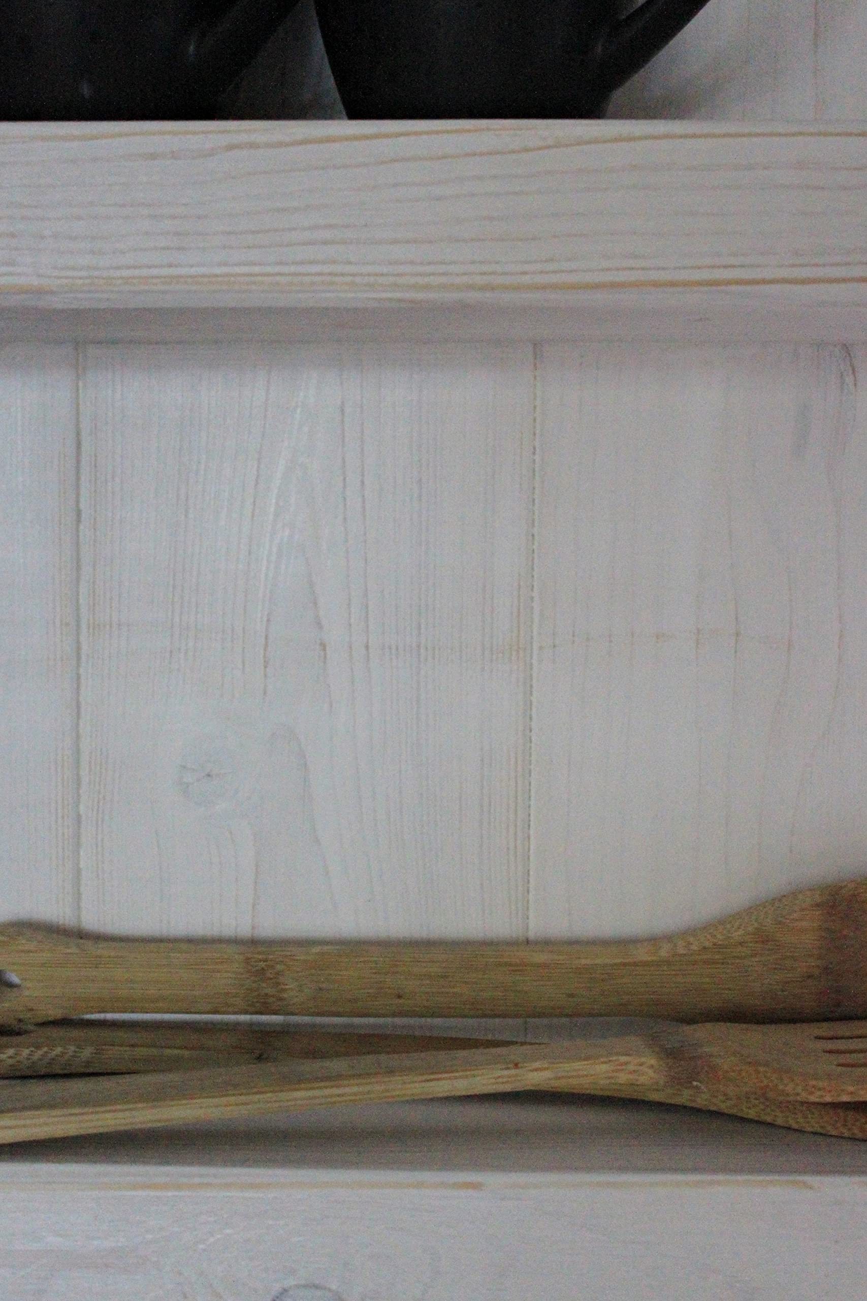 Gewürzregal aus Holz - für die Wand oder stehend - Antikweiß - 4 Stellflächen - 65 x 77 x 12 cm - Massivholz