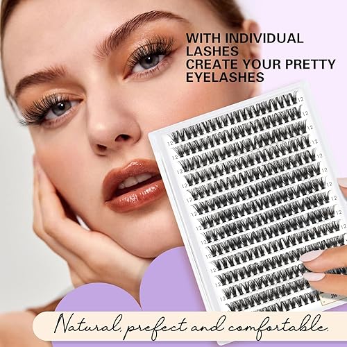 Miniatura 4 de Extensiones de pestañas individuales B&Q Lash 280 unidades, pestañas postizas 35D 45D, extensiones de pestañas naturales esponjosas en racimo para