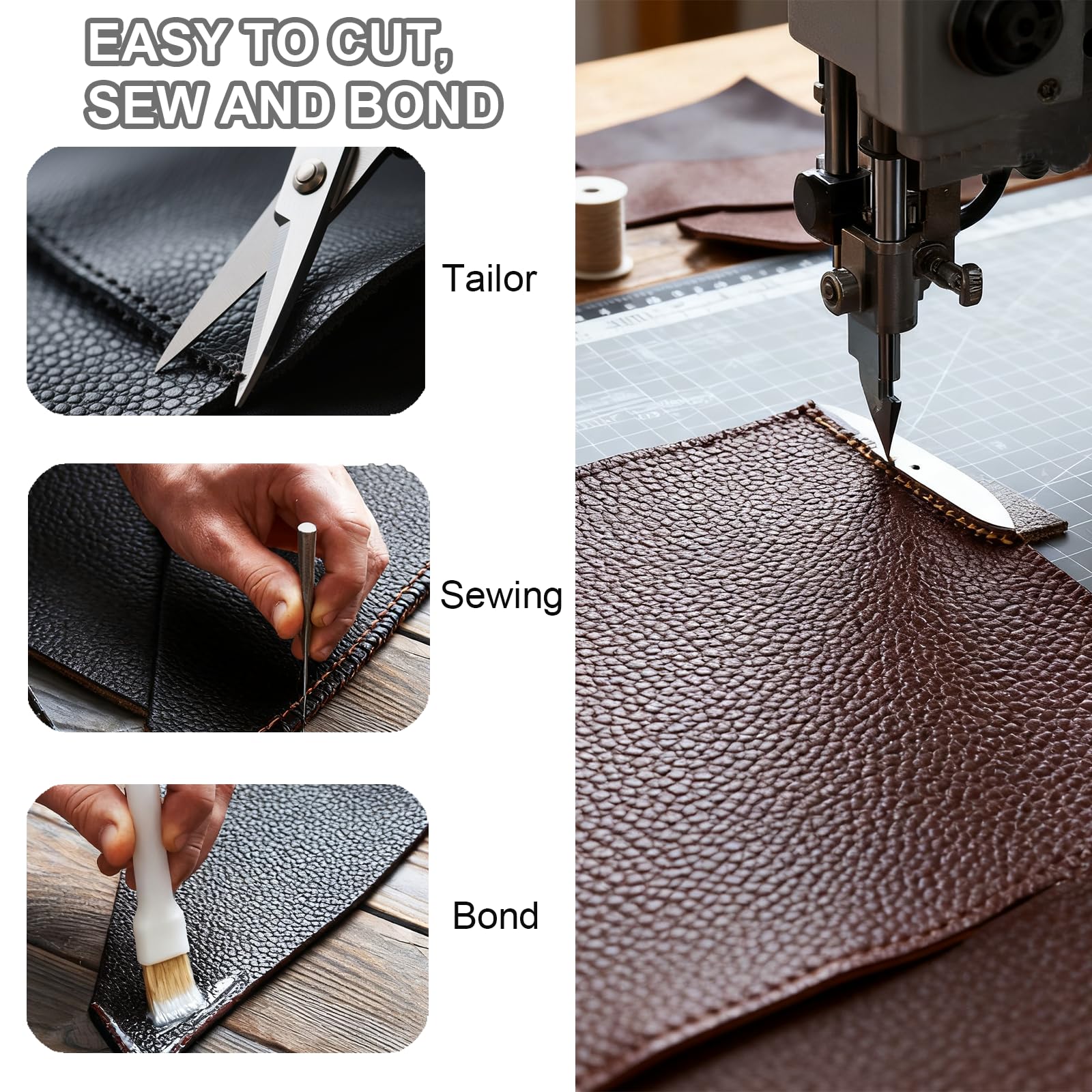 KELUBATU Faux Leather Fabric 100 x 140 cm - Image 4