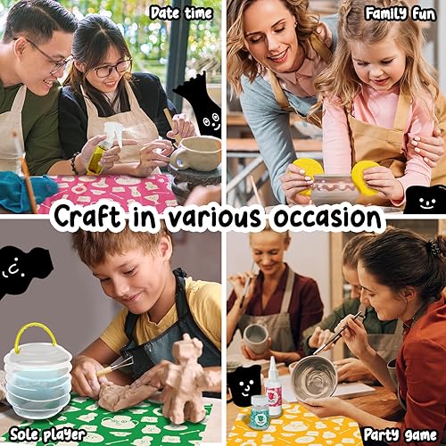 Miniatura 5 de FosterToys Kit de cerámica de arcilla seca al aire para principiantes  Kit de arcilla de bricolaje para adultos, juego de herramientas de escultura