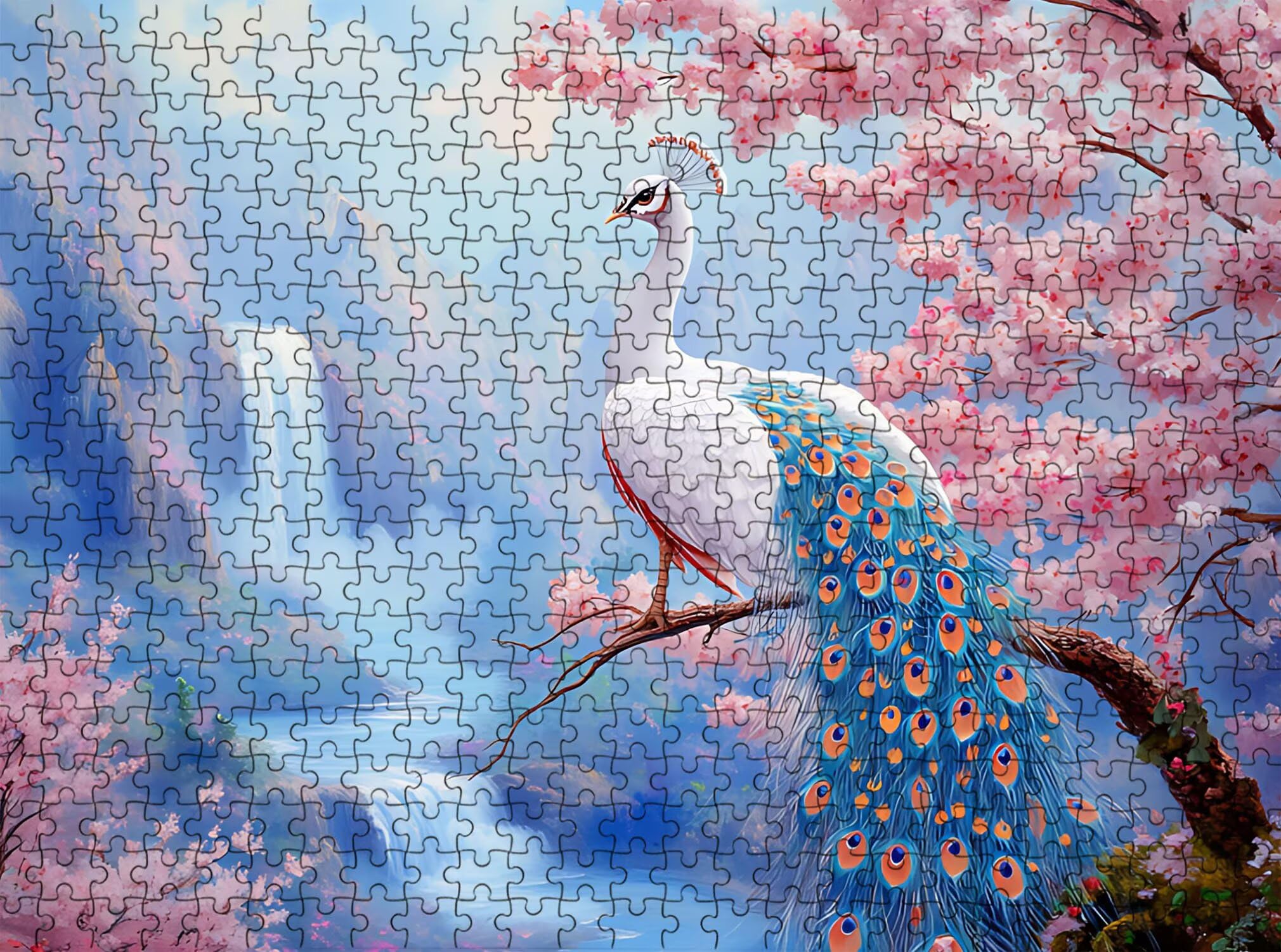 Pavone paesaggio Puzzle 1500 Pezzi per Adulti, Puzzle in Legno - Collezione Classica con Poster Incluso - Sfida di Concentrazione e Passatempo Antistress, Gioco per Famiglia, 87 x 57 cm f0-580