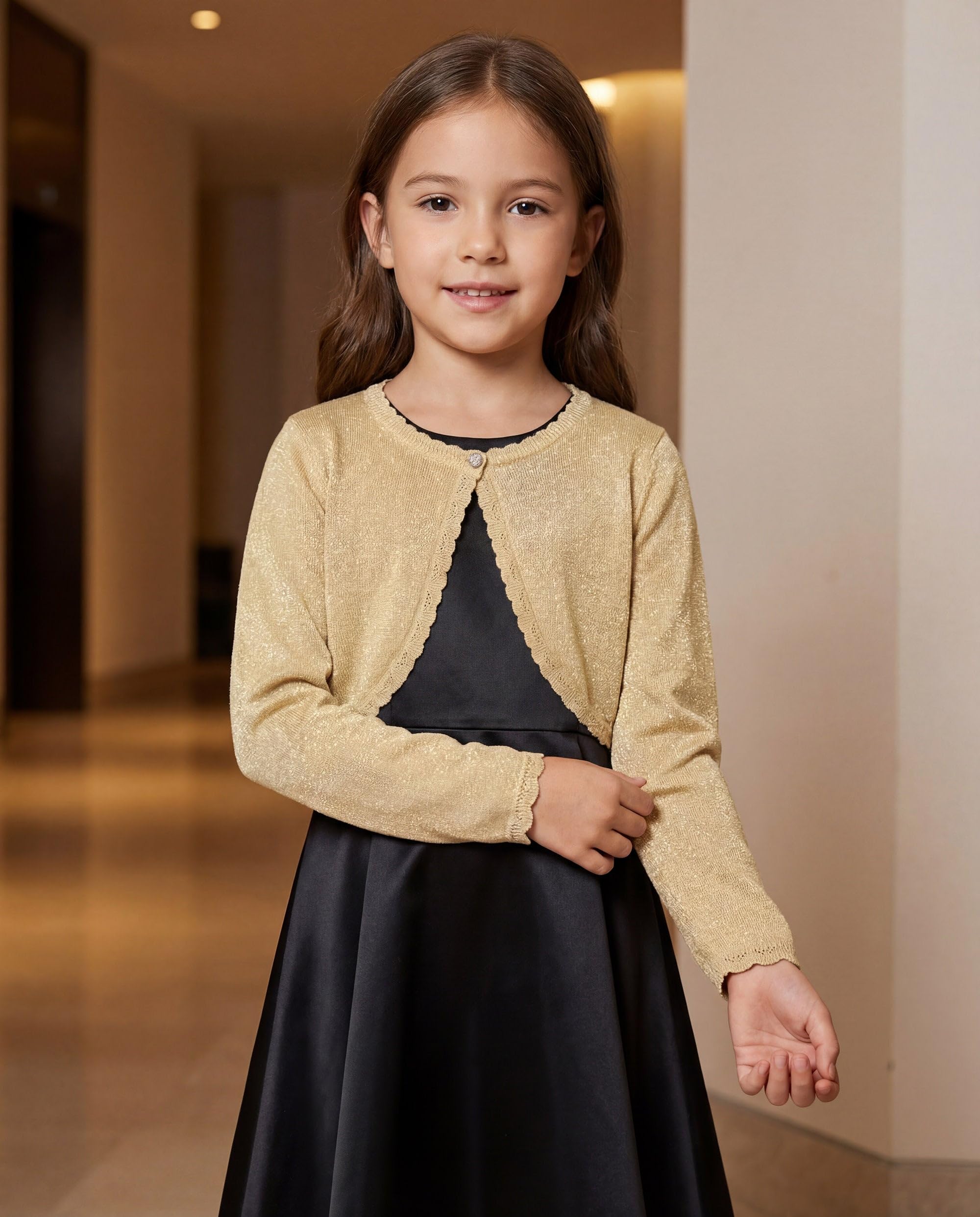 BlackButterfly Boléro Cardigan Scintillant à Manches Longues pour Fille Enfant
