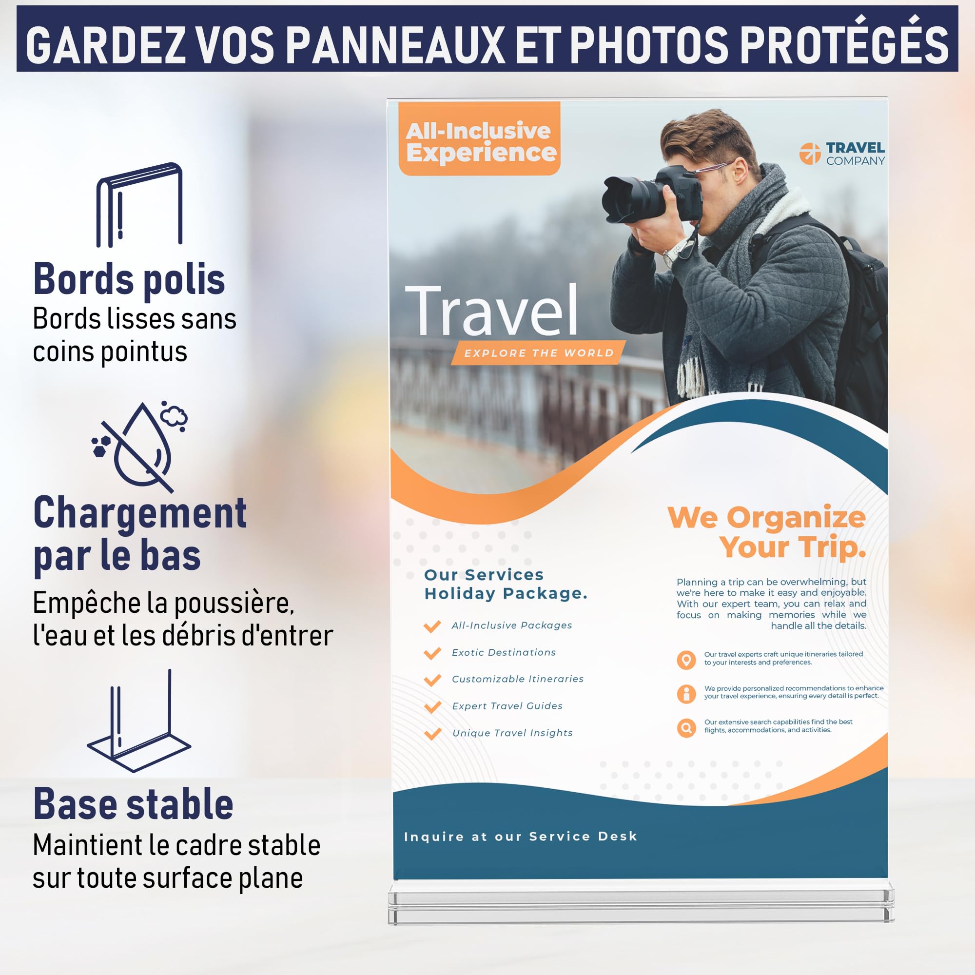 Dasher Products Porte-menu A5 en acrylique double face, lot de 6 – Présentoir de table forme T, chargement par le bas - Carte menu restaurant, photos, numéros de table - Hôtel, café