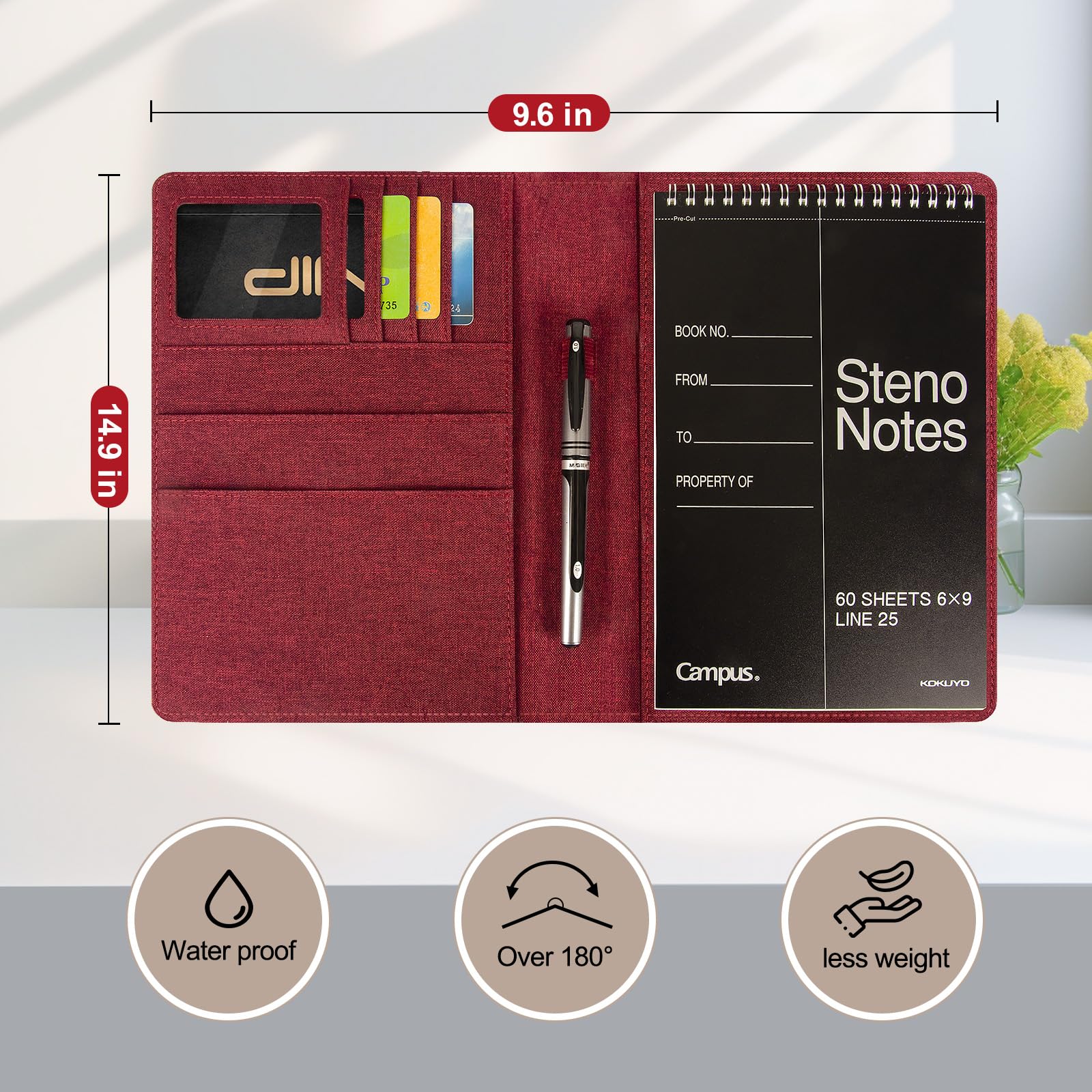Okładka dziennika do Rocketbook Flip | Rozmiar Executive 15.2 cm x 22.4 cm pasuje do A5, 15.2 cm x 22.9 cm Steno Pad/Notebook & Top Spiral Notepad | Wodoodporne etui ochronne z uchwytem na