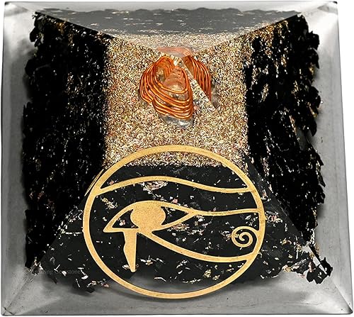 Miniatura 4 de Pirámide de orgón grande  Cristal de pirámide de turmalina negra  Pirámide de orgonita OM  Pirámides de órgano Curación de energía positiva