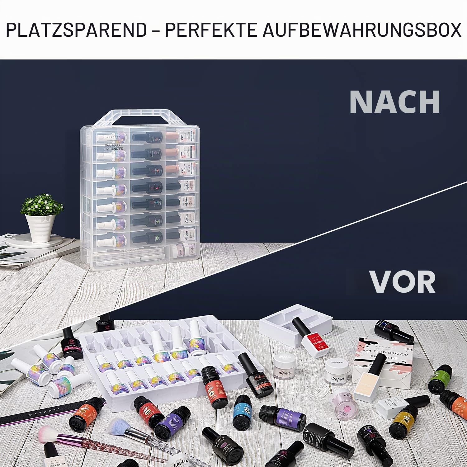 Makartt Universal Nagellackhalter für 48 Flaschen mit verstellbaren Fächern