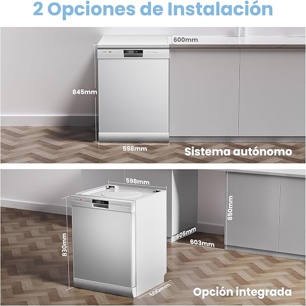 COMFEE' CDWPF1201PW-WE-EU Lavavajillas de Libre Instalación, 60cm, con 12 Cubiertos, 8 Programas, 70 ℃ Lavado Higiénico, Lavado Rápido, Control por botón, WiFi y IOT Función, Cloud Wash, Blanco - 5