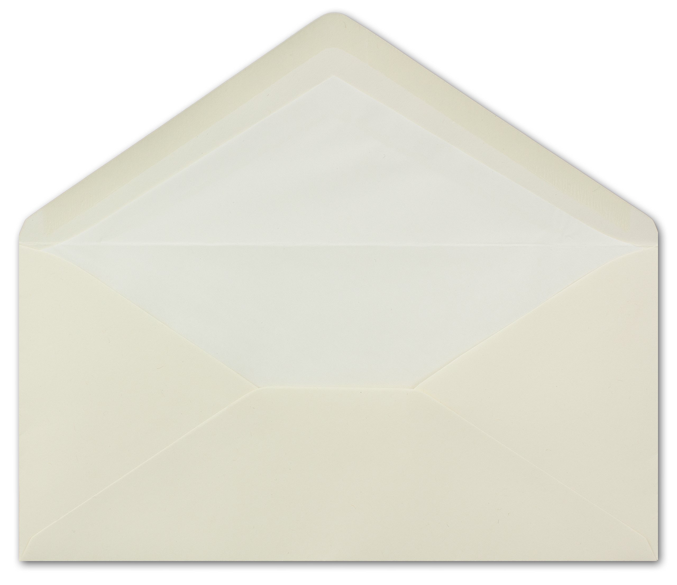 200 x buste DIN lunghe - bianco naturale con fodera in carta di seta bianca - 11 x 22 cm - 120 g/m² - ideali per inviti, biglietti di Natale, cartoline di auguri