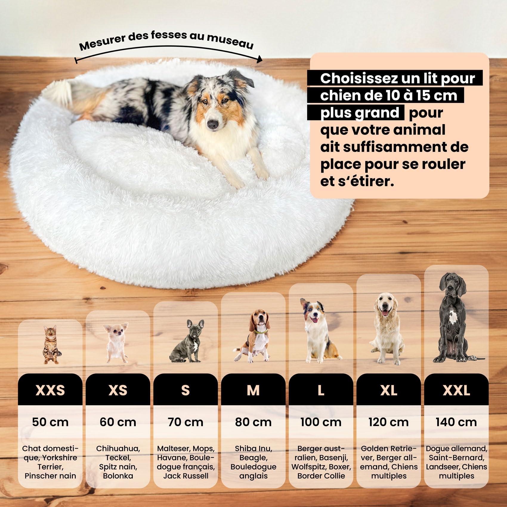 Wahre Tierliebe Panier Chien Fluffy [Plus] L'original, avec Housse Lavable Coussin pour Chiens Panier pour Chien, lit pour Chien Moelleux pour Grands & Petits Chiens, Coussin Chien, Tapis Chien