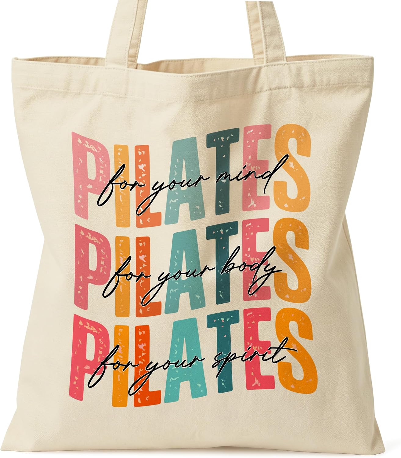 Pilates Canvas Tote Bag for Women Shopping Work Travel with Inner Pocket