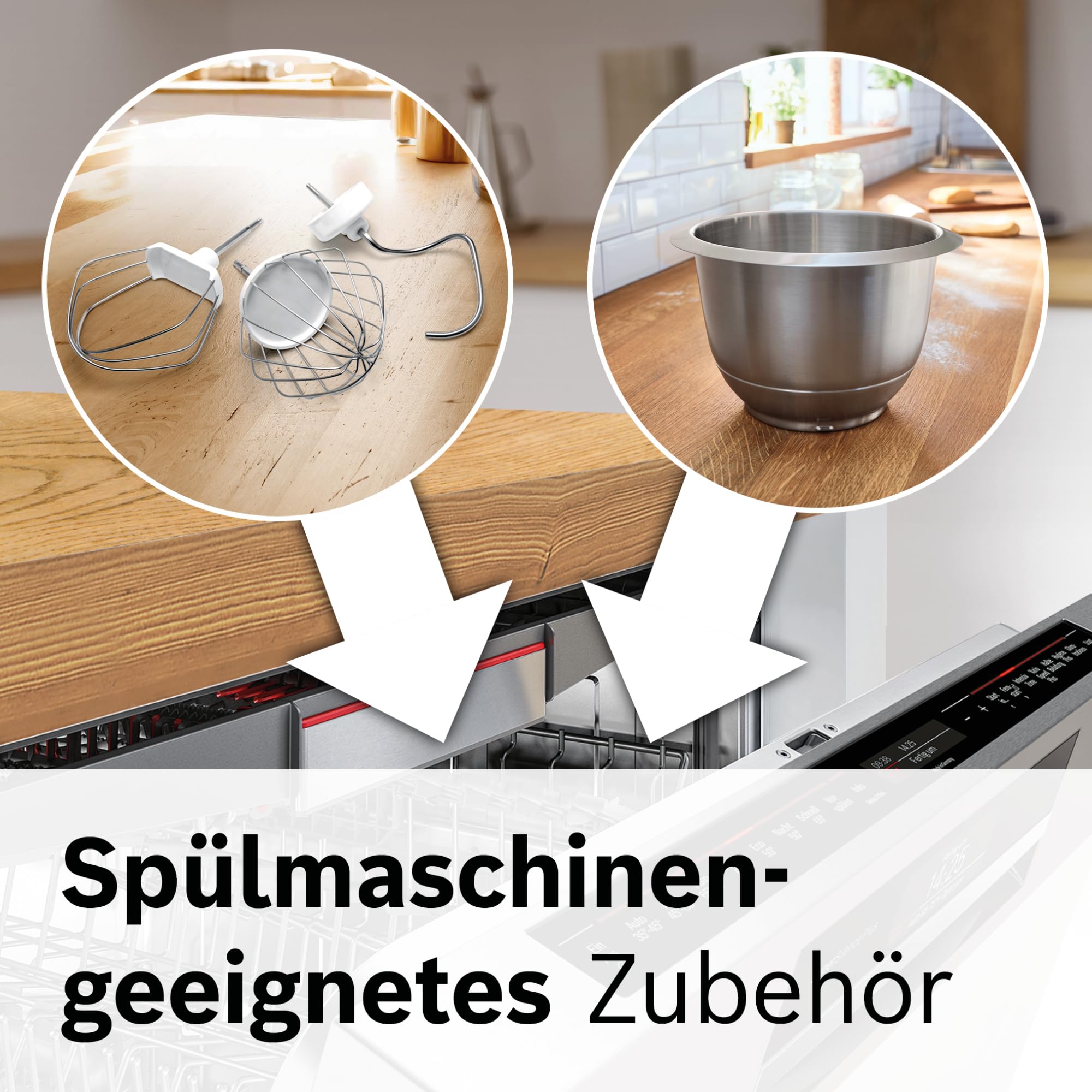 Bosch Küchenmaschine Serie 4, Schüssel 3,9 L spülmaschinenfest, Mixer 1,25 L, Fleischwolf, Zitruspresse, Knethaken, Rührbesen, Durchlaufschnitzler, 3 Scheiben, 900 W, Anthrazit/Silber, MUM56340