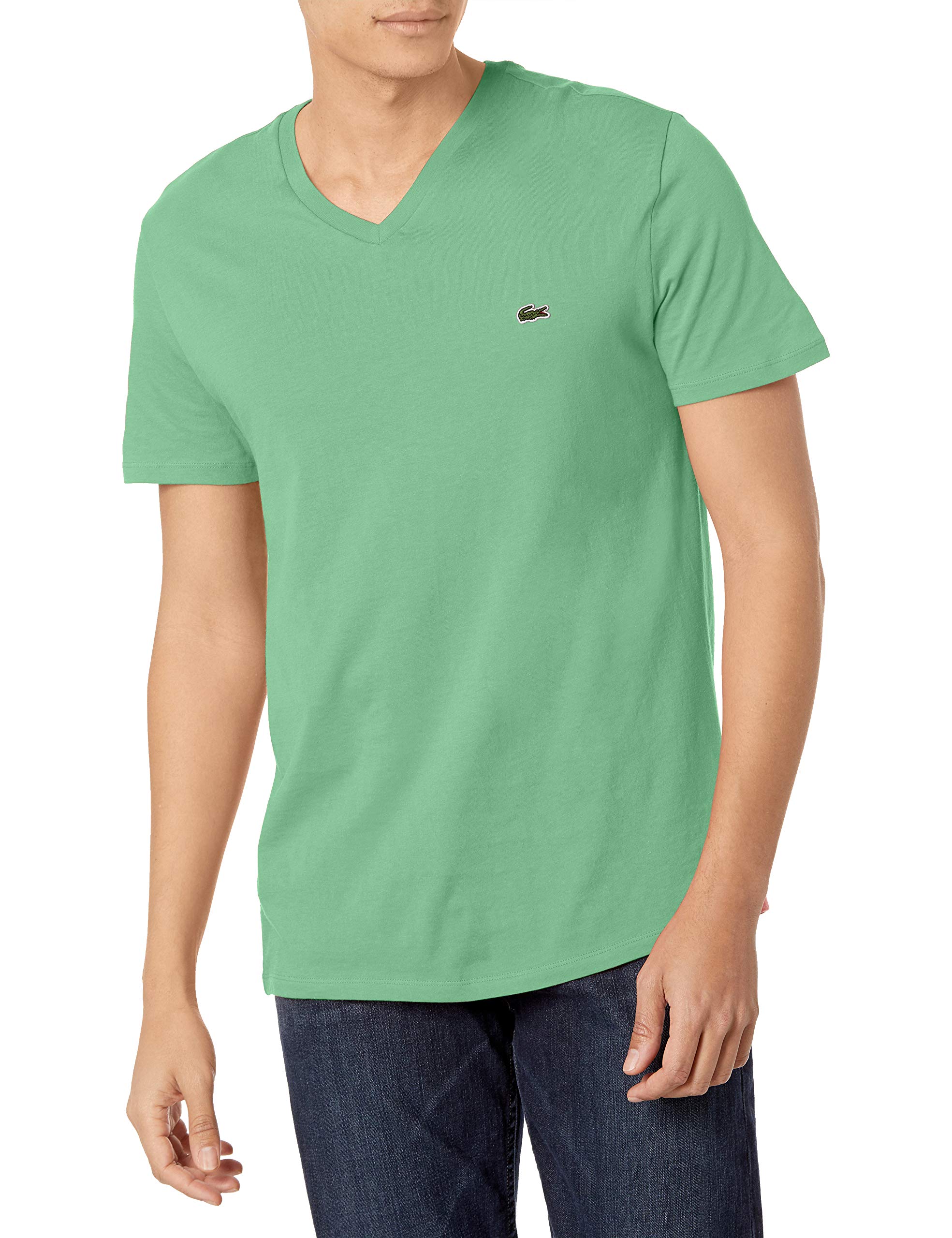 Lacoste Mens Short Sleeve V-Neck Pima Cotton Jersey T-Shirt