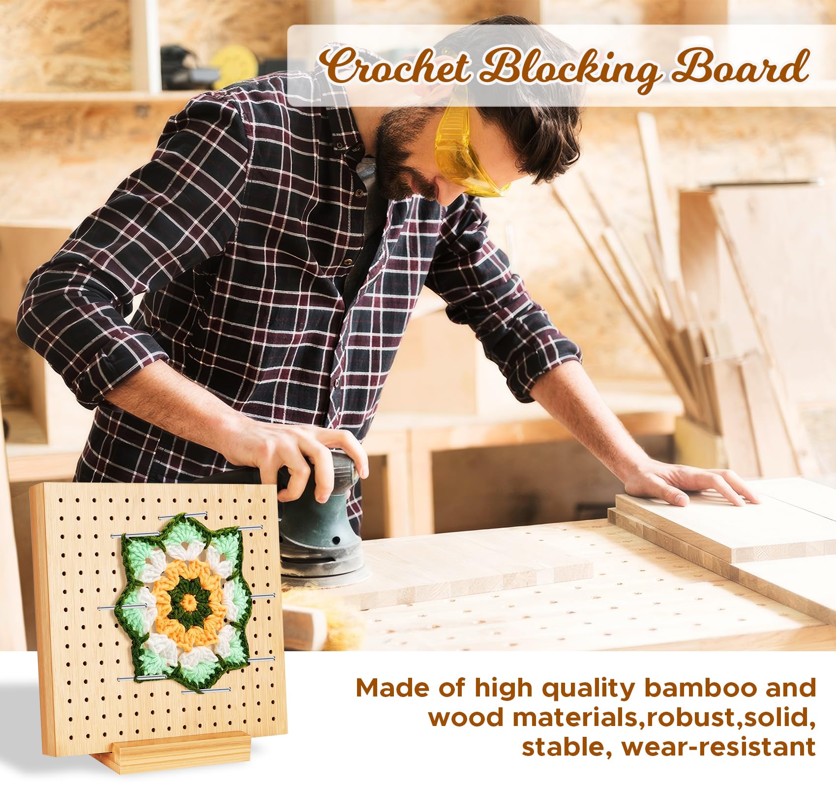 Tavola Di Blocco In Legno, 20 Cm, Con 24 Perni In Acciaio Inox In 2