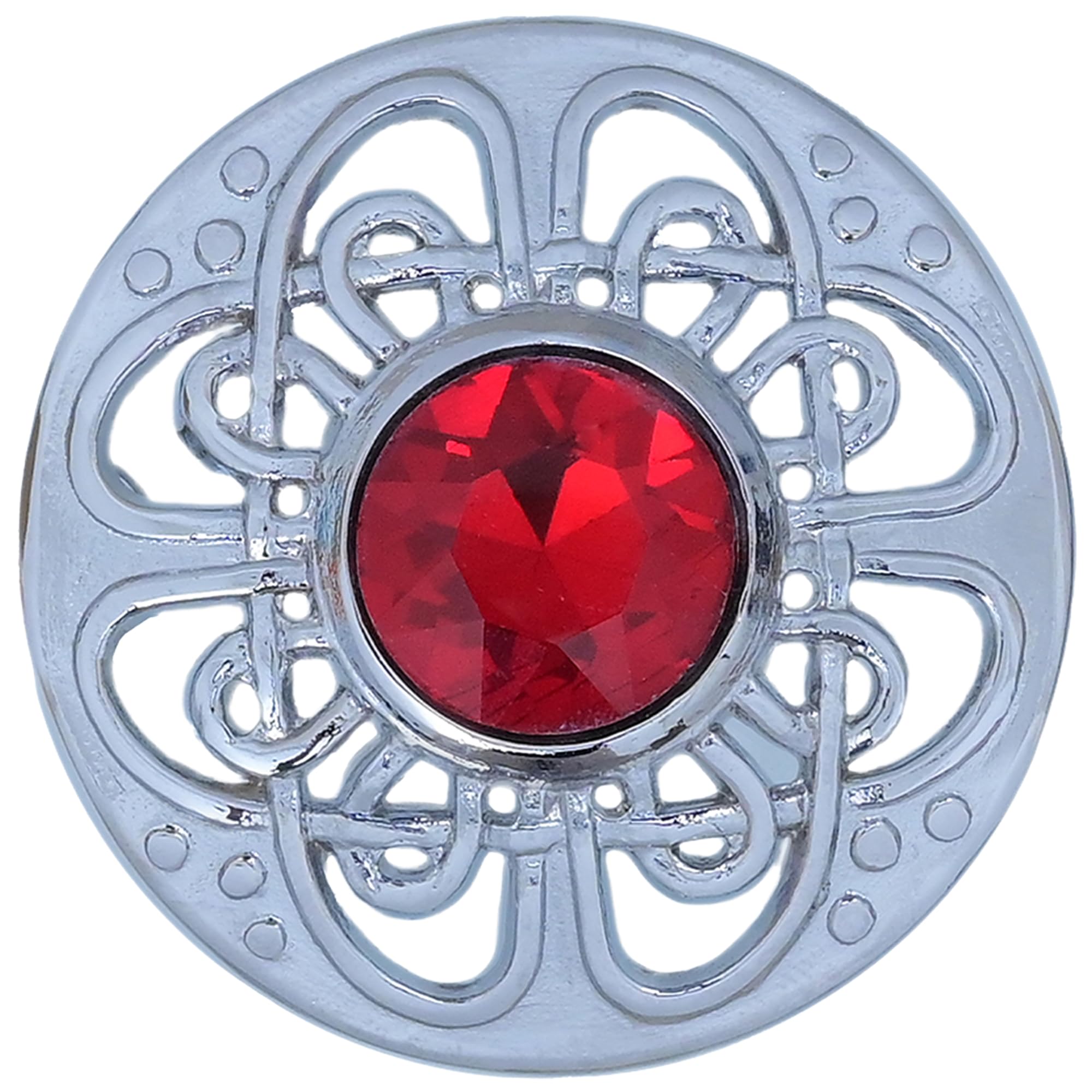 Elegant Culloden Plaid Brooch – Scottish Kilt Fly Plaid Brooch Intricate Celtic Knot in Pewter with Gemstone 3-Inch Diameter – Ideal for Scottish Kilts &amp; Formal Wear