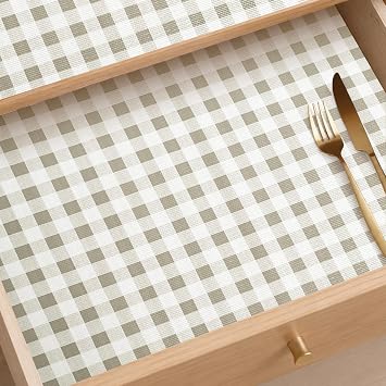 Green Gingham Drawer Liner Waterproof Non-Slip17.5IN x 10FT