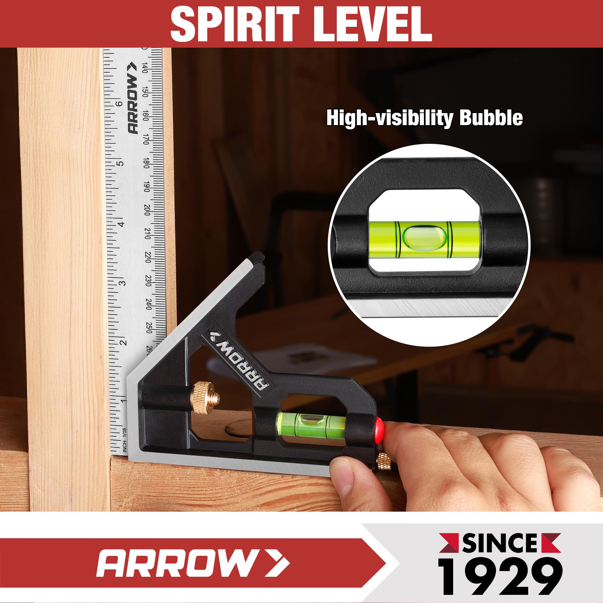 Arrow Carpenter & Combination Square Set - Precision Tools -5 Arrow Carpenter & Combination Square Set - Precision Tools -5
