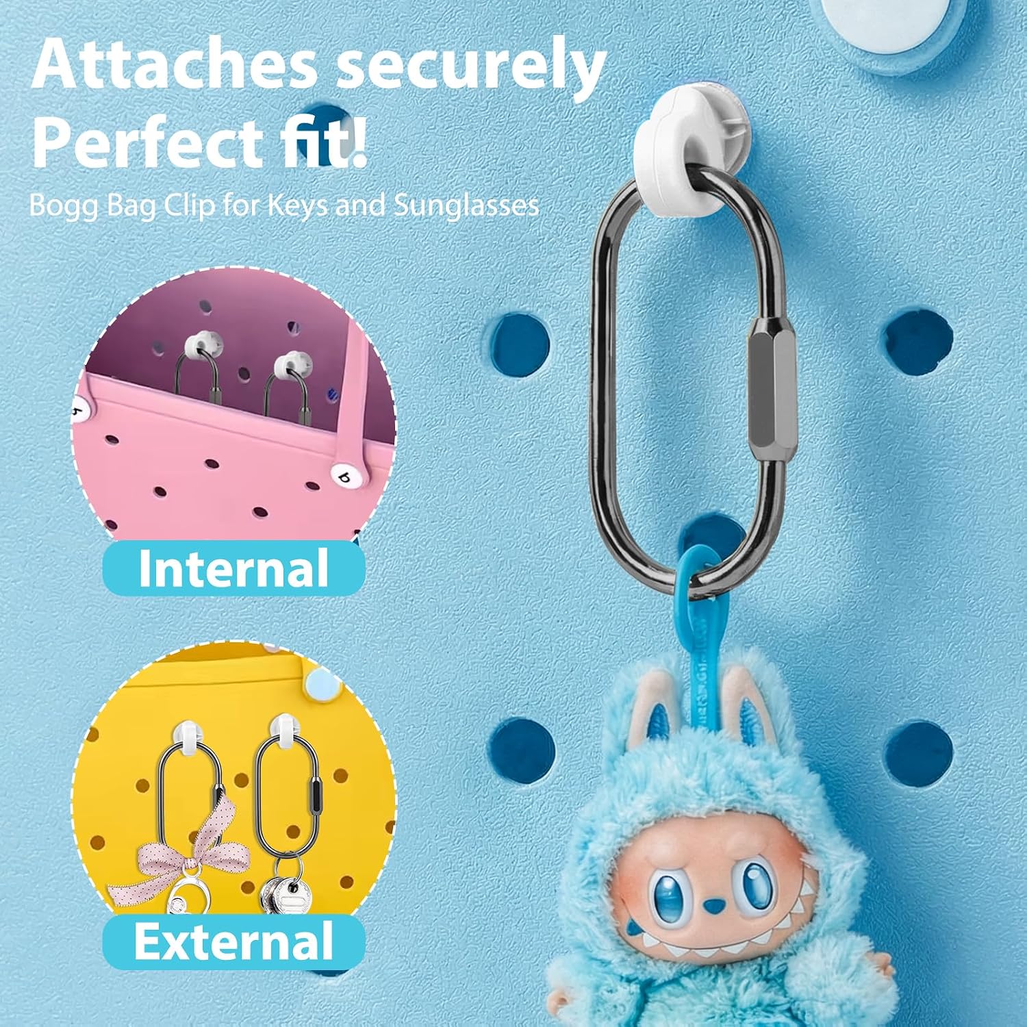 Insert Hooks for Bogg Bag with Solid Brass Screw‑Lock Key Rings – DIY Charm & Key Organizer image 4