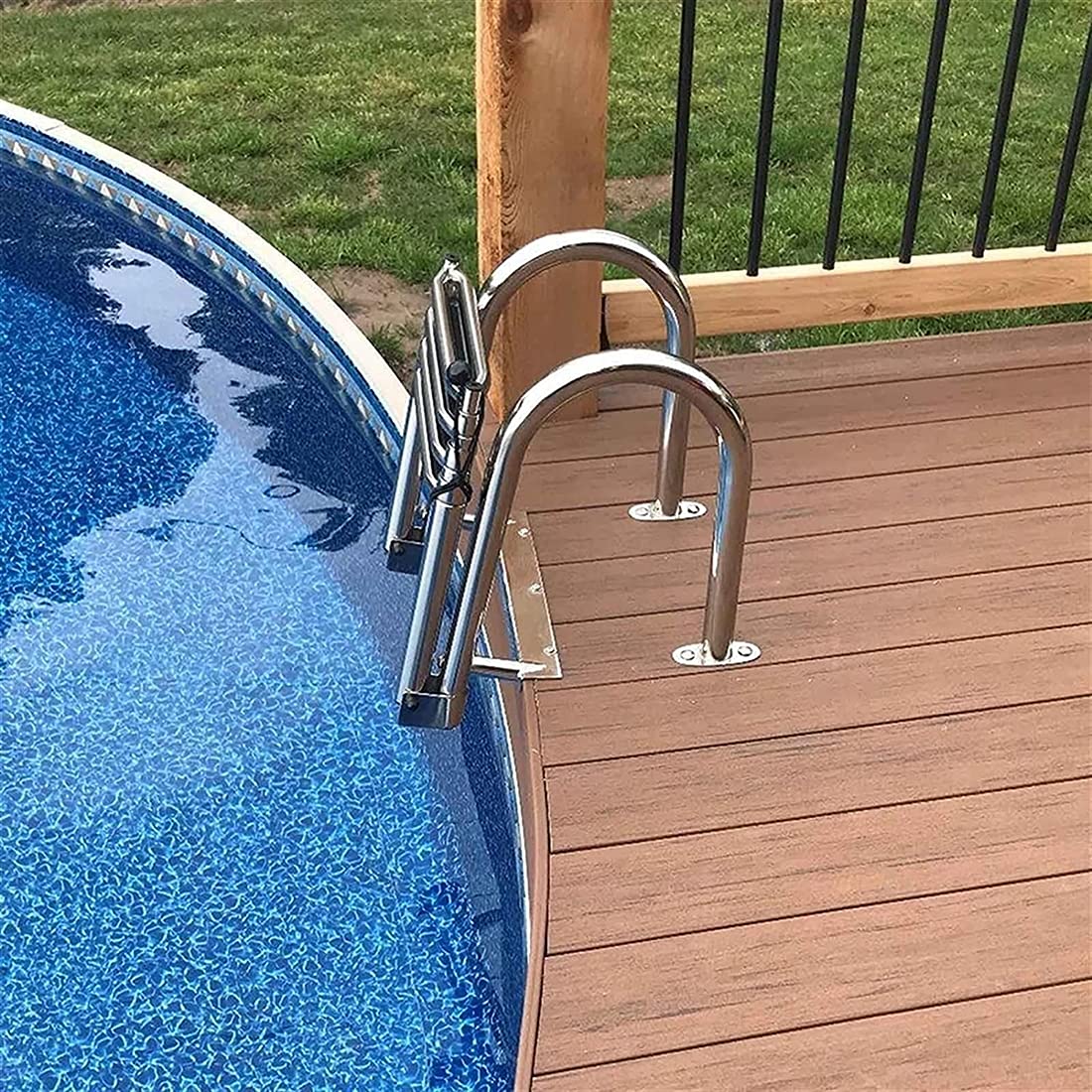 Scaletta da Bagno Scala Telescopica per Barca 4 Gradini Piscina/Barca, Pontoon Marine Pieghevole Yacht Pontone con Ingresso A Poppa Maniglie E Ampio Pedale