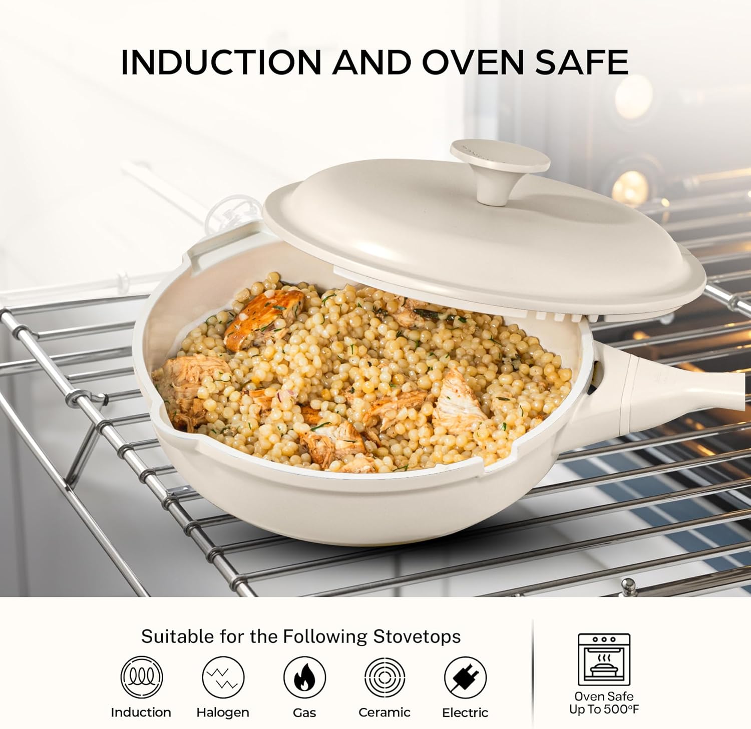 ZUKA 10 in 1 Ceramic Pan by Granitestone, Large 10 Inch Saute Pan with Lid Serves as Deep Frying Pan Set with Steamer, Everyday Skillet, Non Toxic Ceramic Nonstick, Induction Oven & Dishwasher Safe