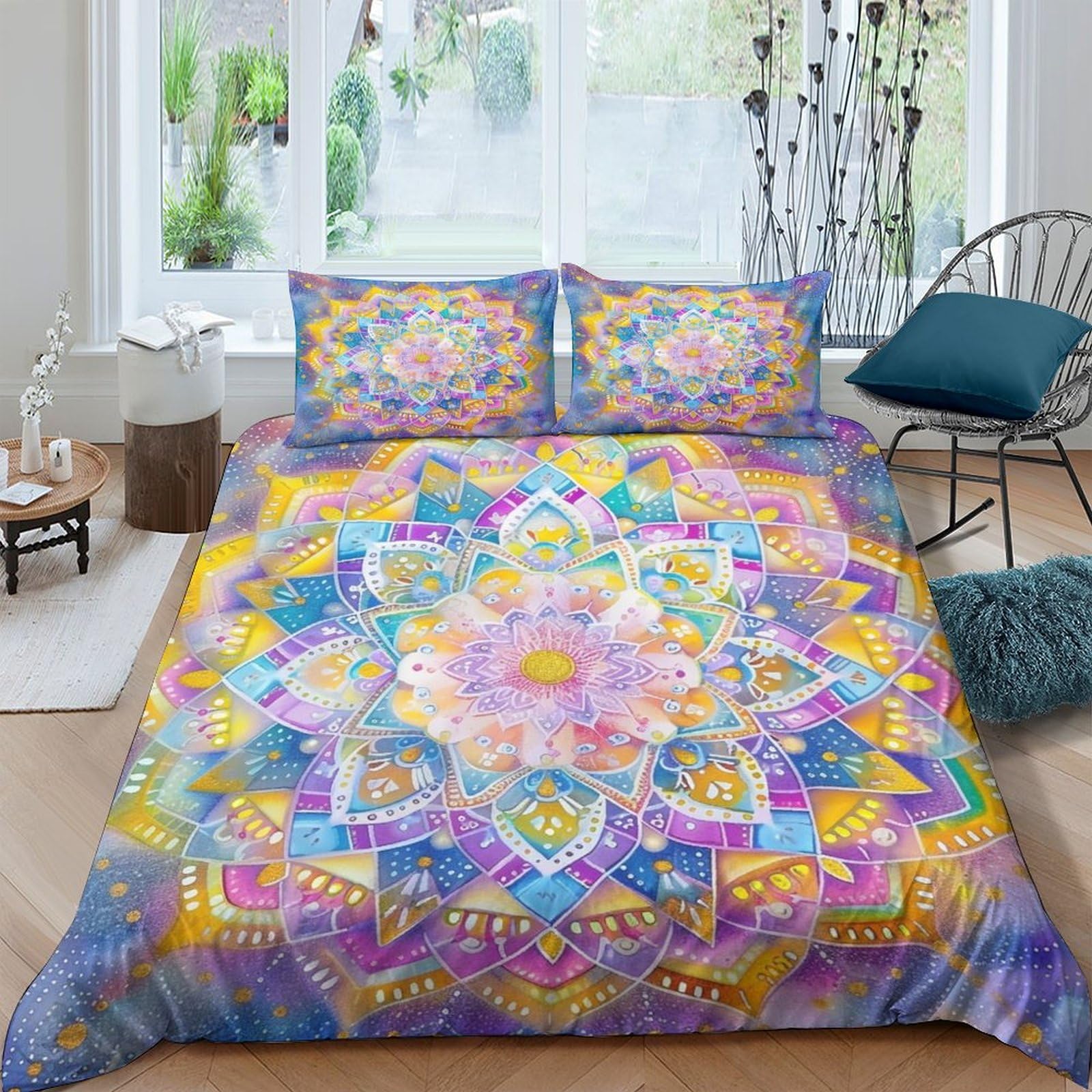 Parure de lit King Datura housse de couette microfibre et taie d'oreiller motif 3D